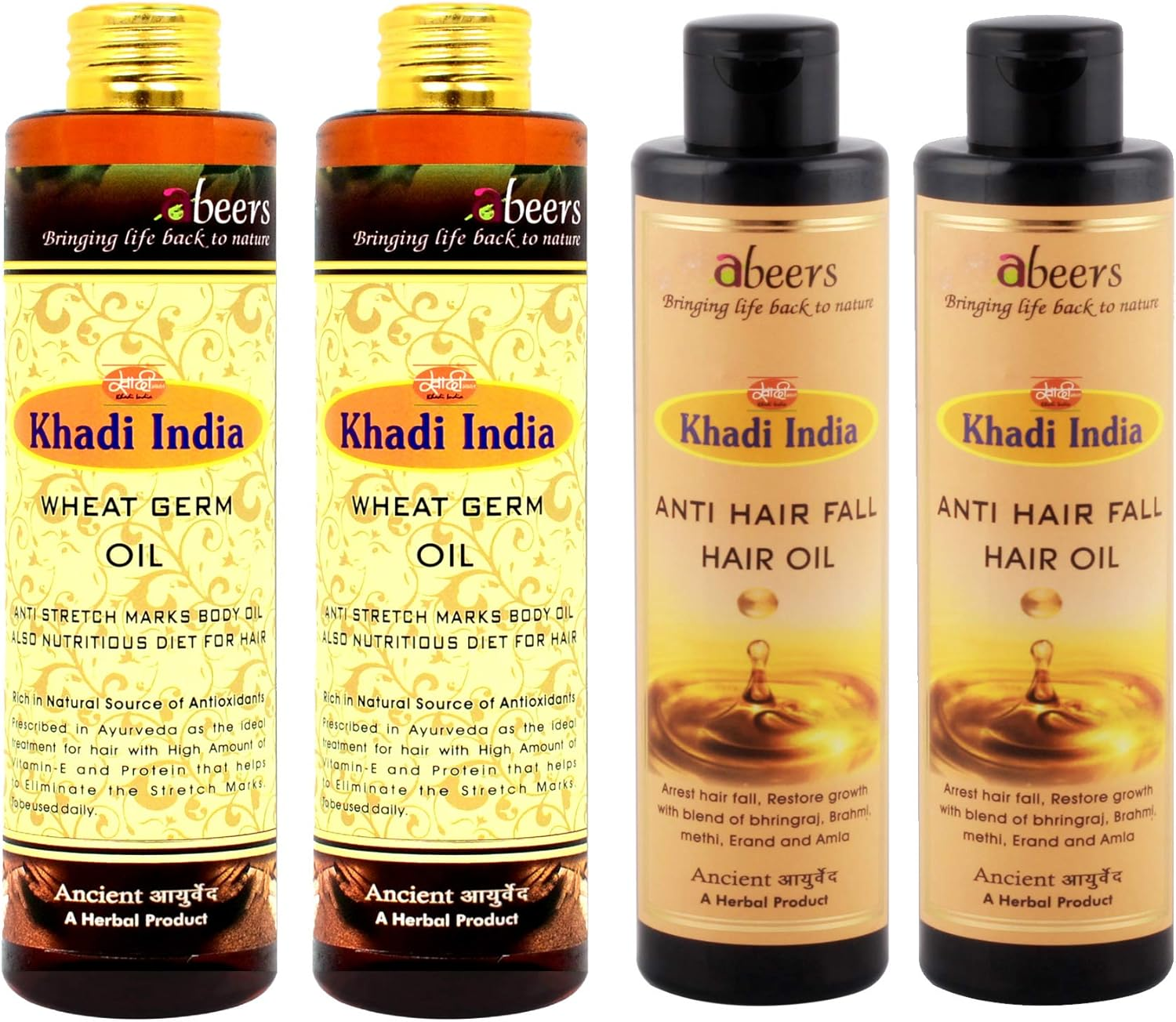 Khadi Abeers anti Hair Fall & Wheat Germ Hair Oil, 225 Ml (Pack of 4)