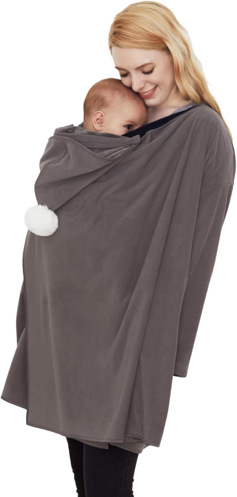 Konny Baby Carrier Winter Cover, Maternity Baby Carrier Hoodie, Women'S Fleece Jacket, Maternity Coat, Nursing Hoodie(Charcoal, Free Size) image number 3