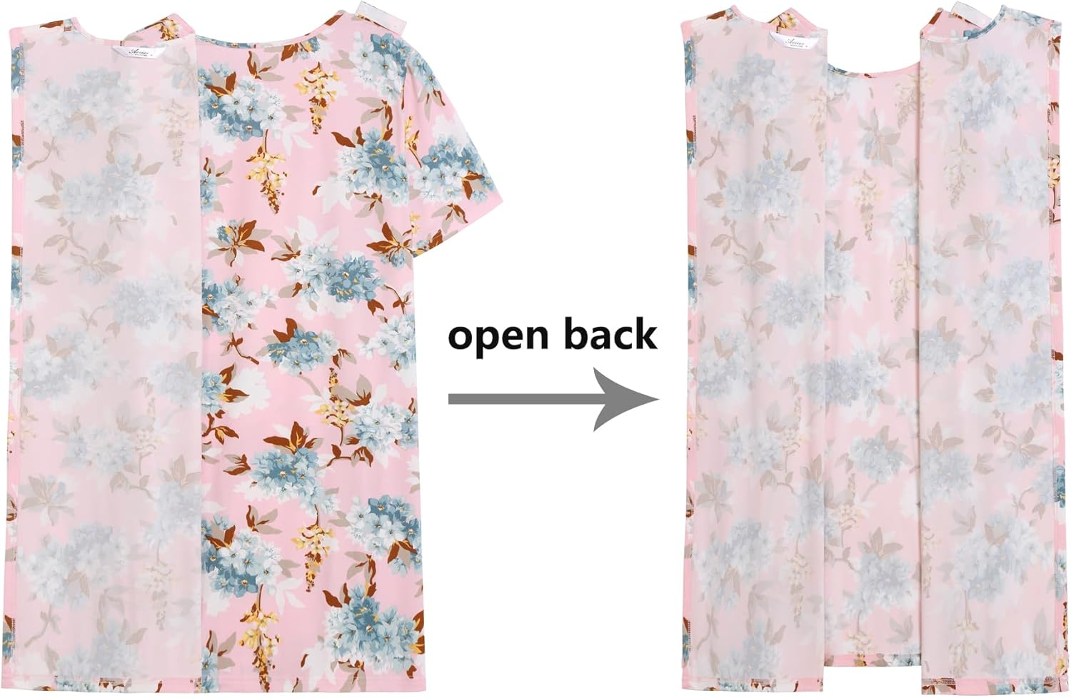 AVIIER Hospital Gowns for Women Open Back Adaptive Clothing Nightgowns Post Shoulder Surgery Dress image number 3