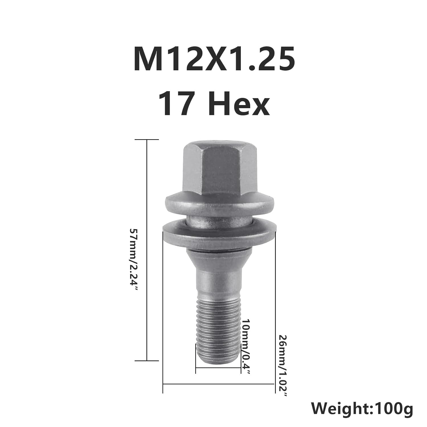 Wheel Bolts Nuts for Citroen C2 C3 C4 C5, Studs Trims Wheel Bolts for Peugeot 206 207 308 407 M12 X 1.25 image number 6