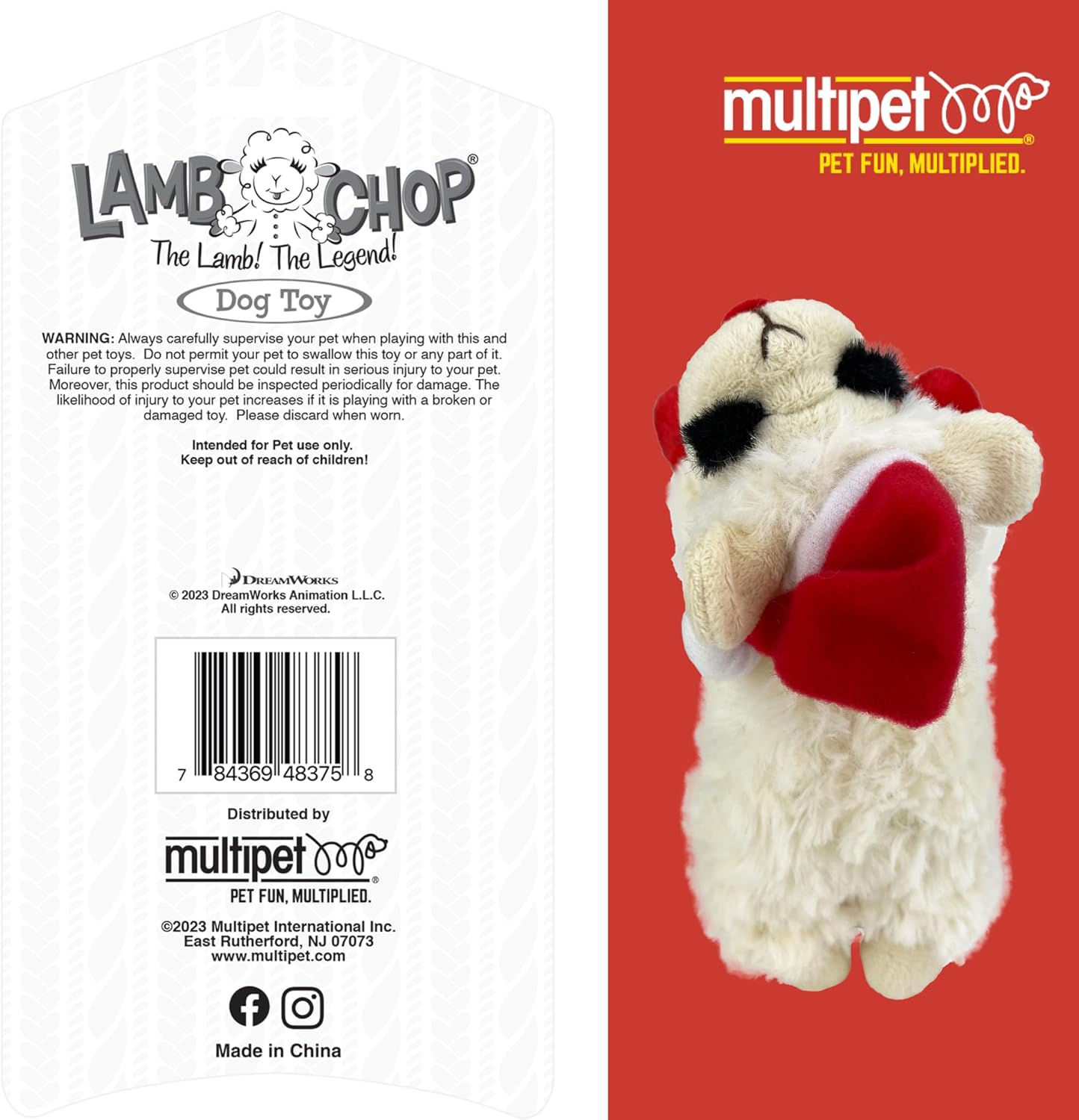 Multipet Holiday Lambchop Toy 6", Small image number 3