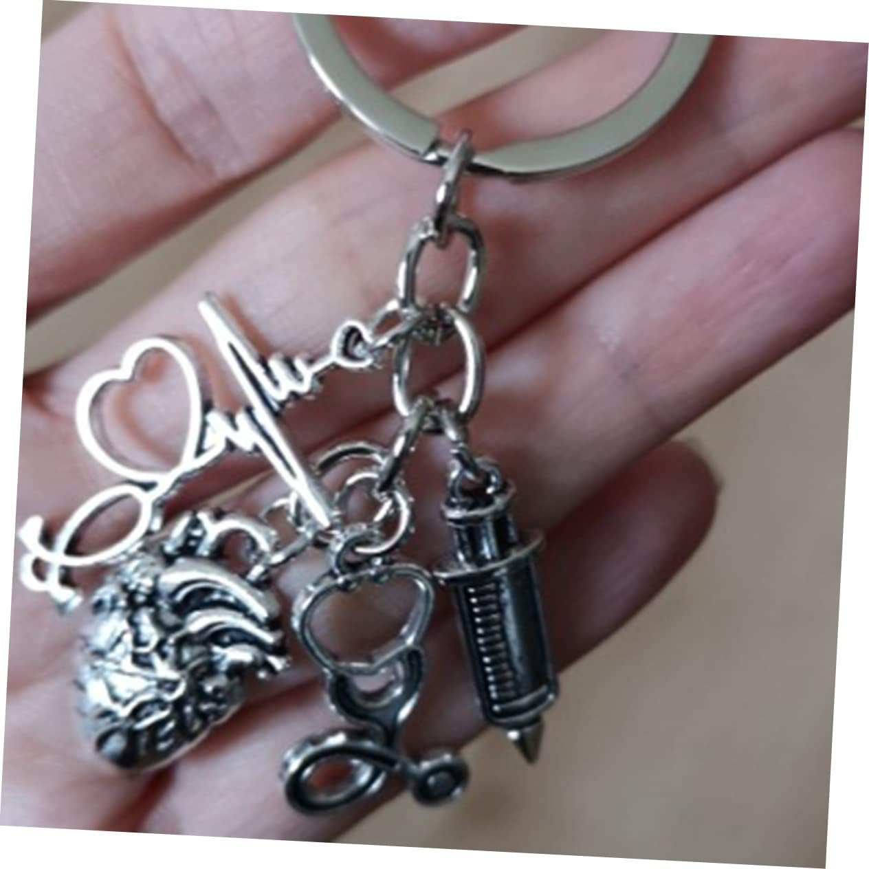 WRITWAA 2Pcs Metal Keychain Holder Heart Design Keyring for Doctor Gifts Party Supplies Decor image number 4