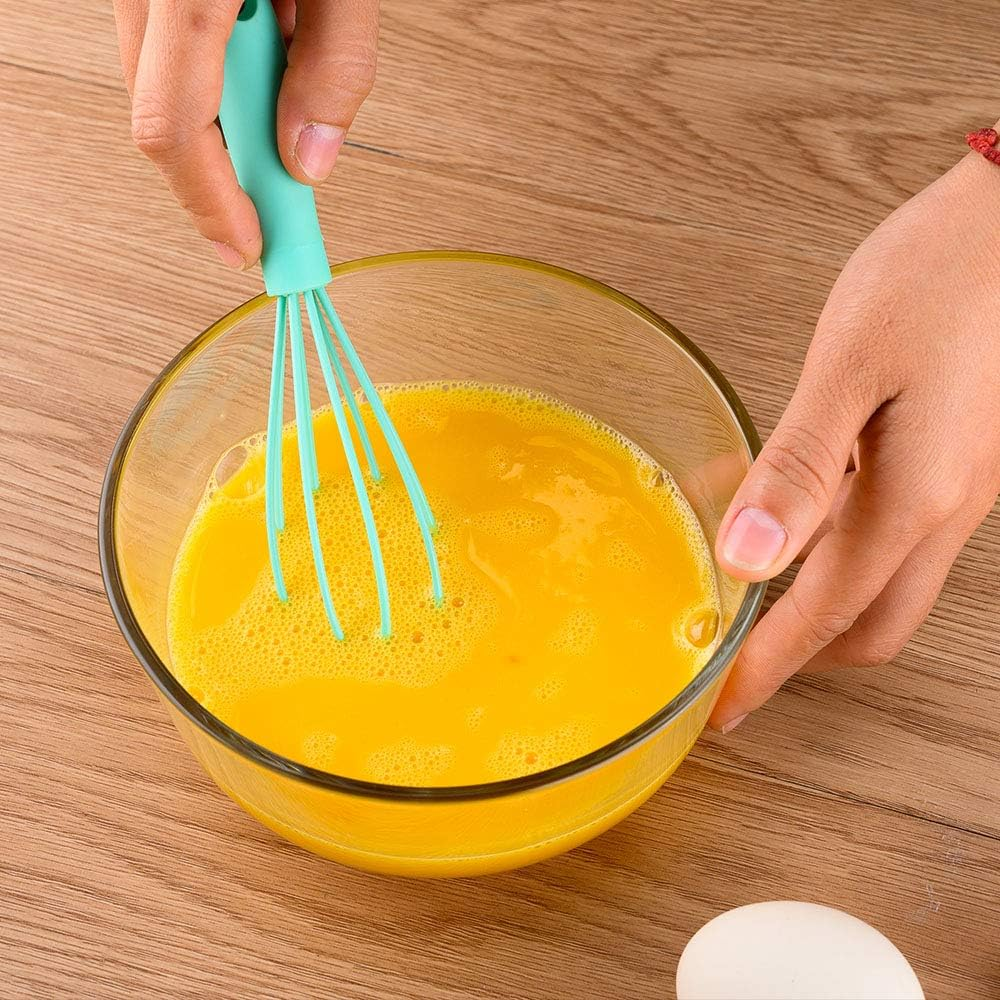 3 Pcs Premium Winaimer Colorful Kitchen Mini Silicone Whisks - Mini Whisk Set Egg Beater for Stirring Cooking Baking, Non Stick Hand Tiny Silicone Balloon Wire Whisk, Milk Frother image number 3