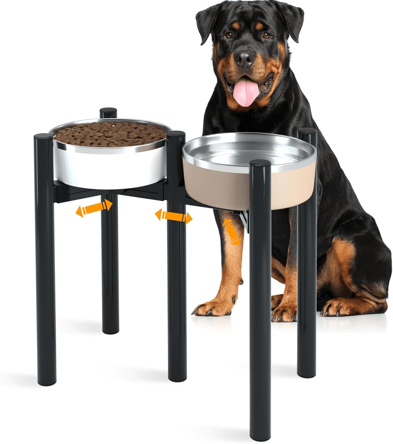 SHAINFUN Dog Bowl Stand for Large Dogs, Adjustable Width Tall Elevated Dog Bowls for 7-10.6" Bowls, Dog Food Water Stand Feeder, Metal Single Raised Dog Bowl Holder,11" Tall(Bowl Not Included)