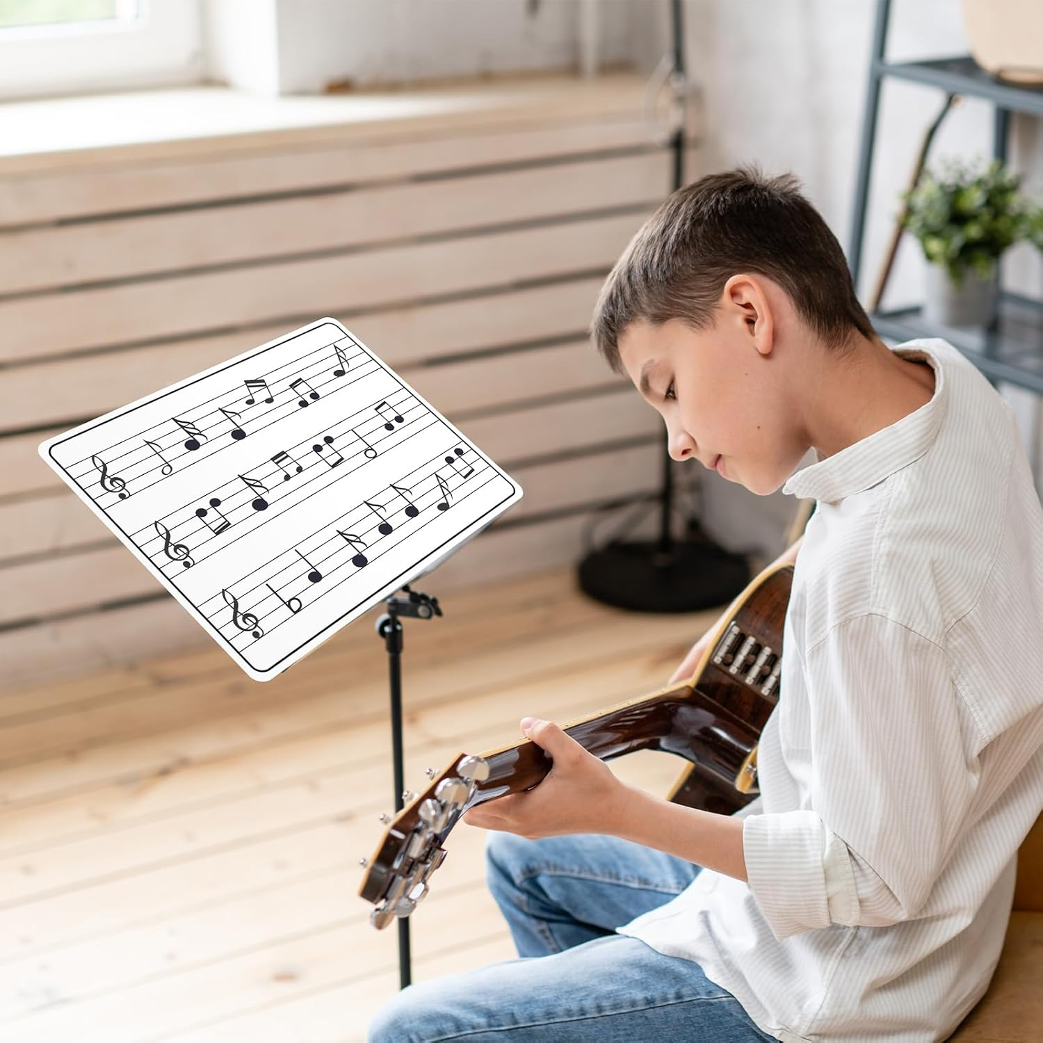 24Pcs Dry Erase Music Staff Lap Boards for Student Reusable Musical Notes Double Sided Erasable Cardboard Music Note Whiteboard for Musical Teacher Classroom Homeschool Portable Teaching Tool 12" X 9" image number 3