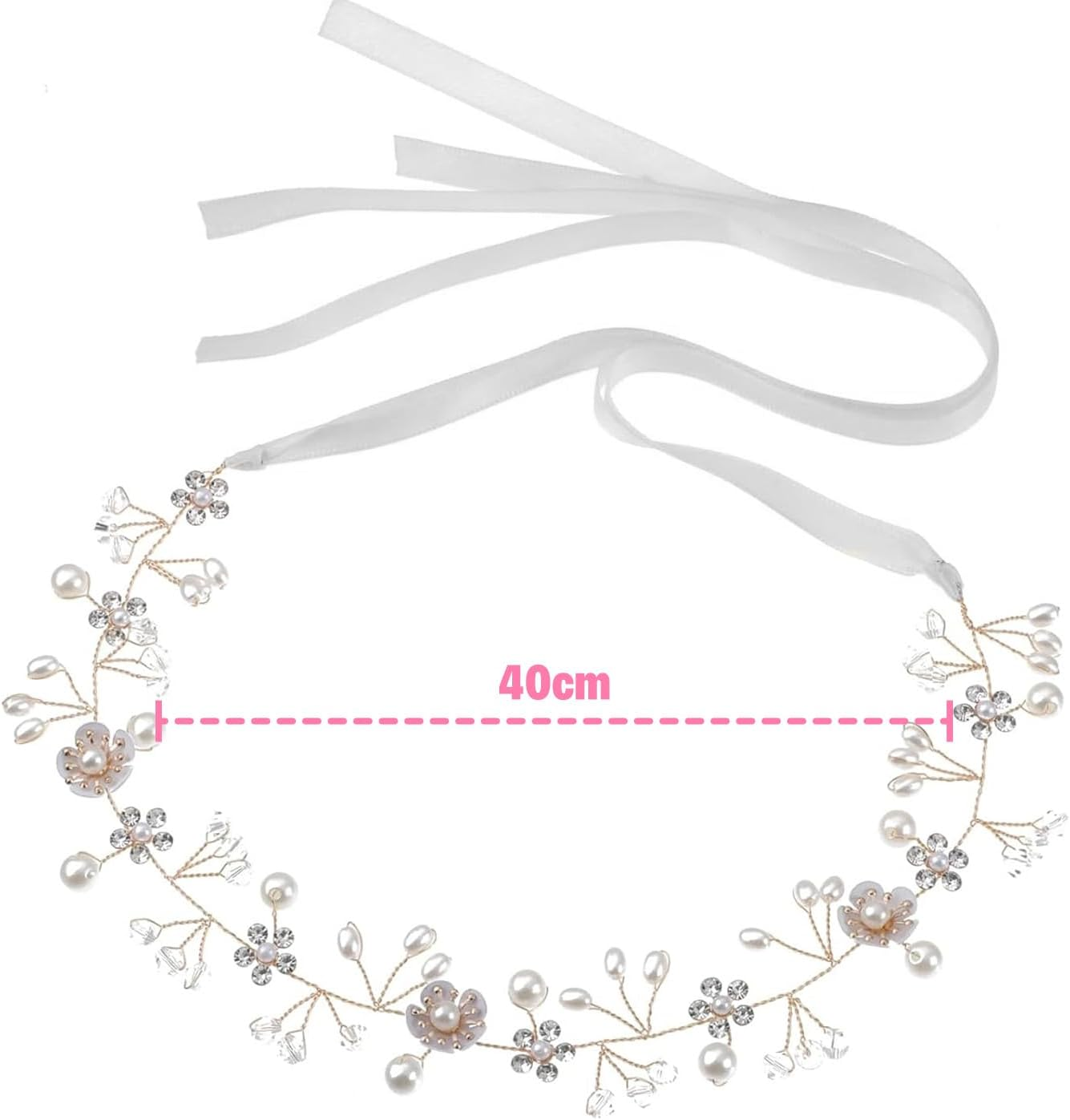 DHWEKU Bridal Hair Band Silver Crystal Flashing Bridal Hair Accessories Handmade Vintage Bridal Headband Bridal Wedding Accessories Party (White) image number 5