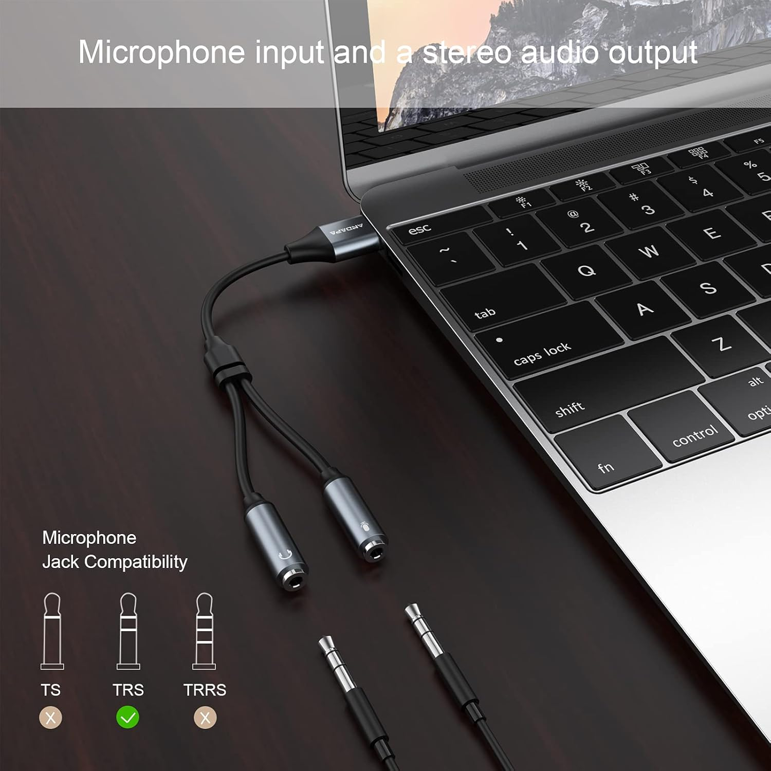 USB Headset Adapter,Andapa USB Audio Adapter Stereo External Sound Card with 3.5Mm Headphone and Microphone Jack for Windows Mac Linux PC Laptops Desktops PS5 image number 2