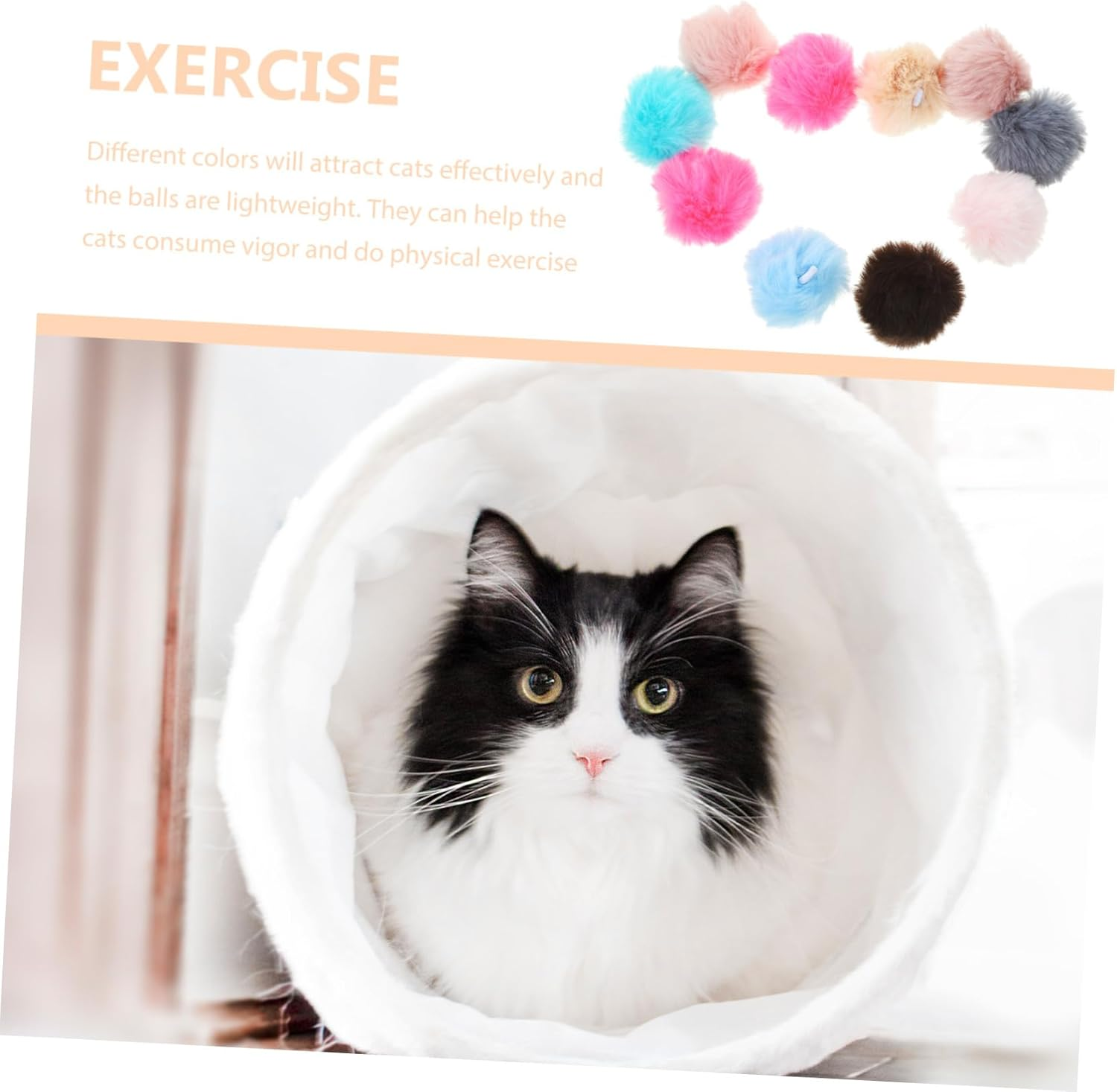 CIYODO Lightweight Fluffy Balls Cat Toys 10Pcs Pom Pom Balls 4Cm Assorted Colors for Kitten Exercise and Creative Craft Projects Random Color image number 3