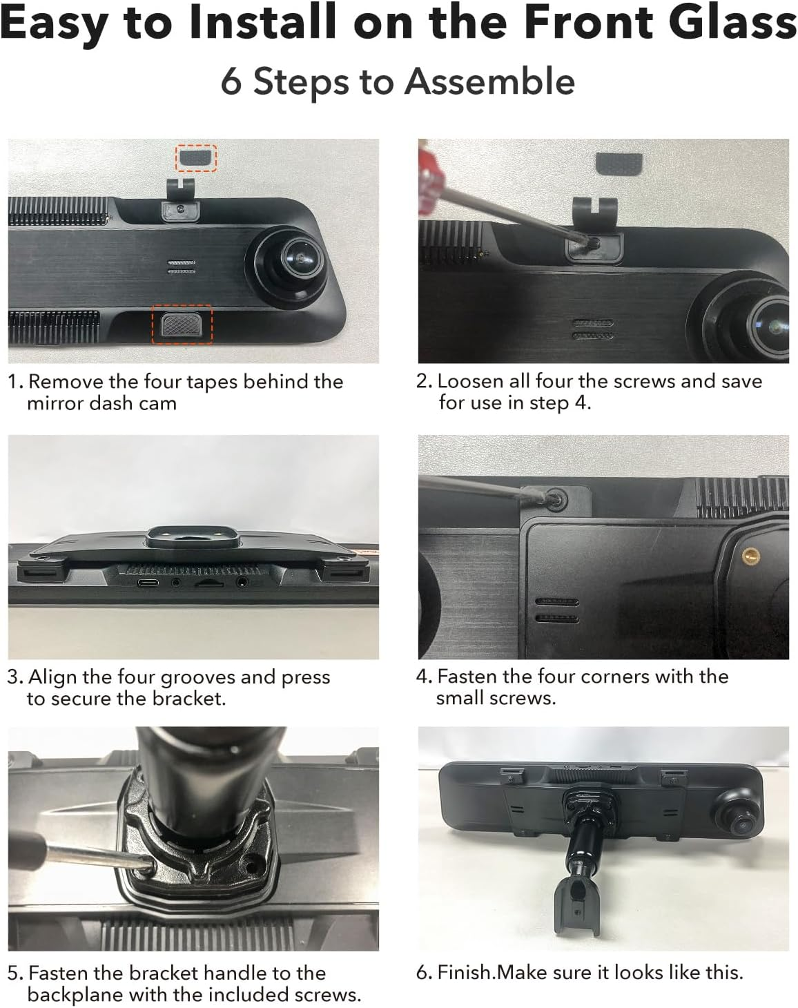 WOLFBOX OEM Bracket for USB C G840S/G840H/G850/G900 Mirror Dash Cam