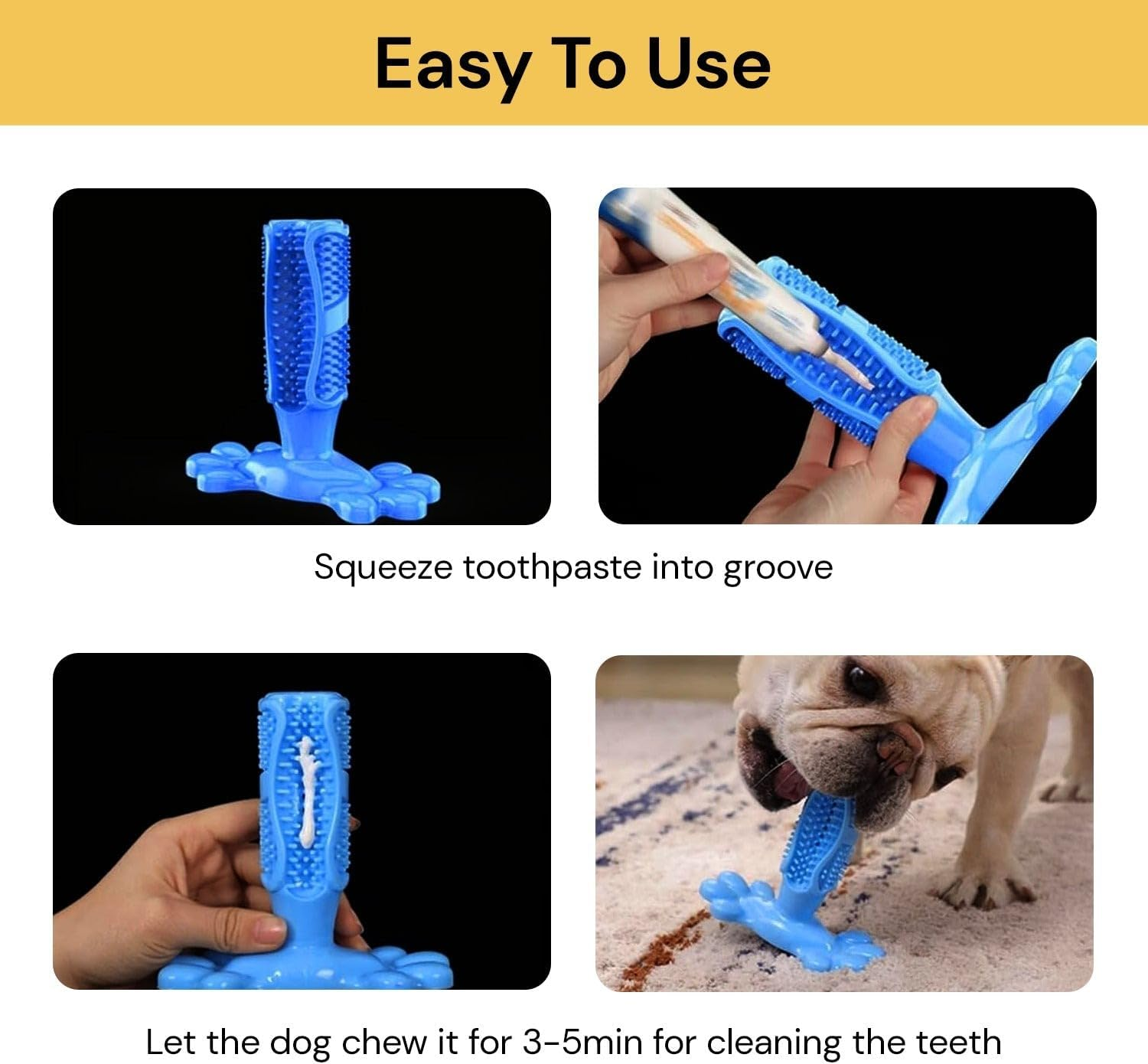 Ezonedeal Dog Toothbrush Dog Chew Toy Puppy Dental Care Massager Small Medium Doggy Teeth Cleaner Tooth Brushing Stick Natural Rubber Bite Resistant (Green) - Blue image number 5