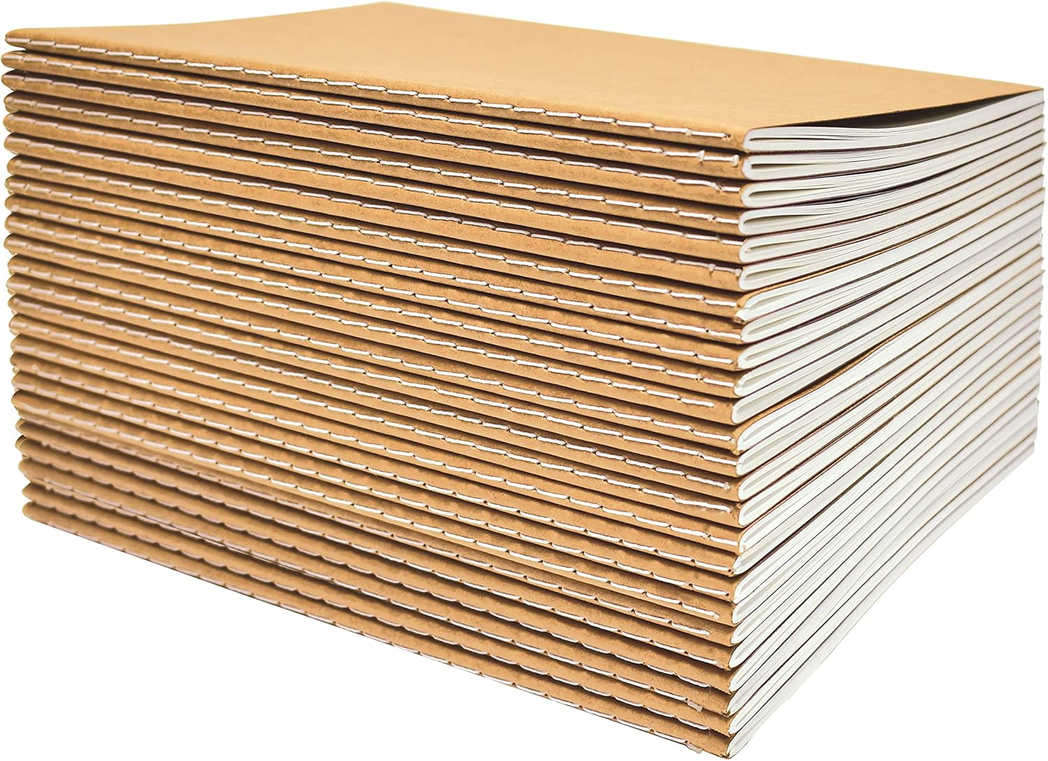 Better Office Products Kraft Notebooks Lined Paper, Bulk Pack 8.3 in X 5.5 In, A5 Size, 60 Lined Ivory Pages, 80 Gsm, Soft Cover Composition Notebooks, Stitched Spines, Kraft Travel Journals image number 5