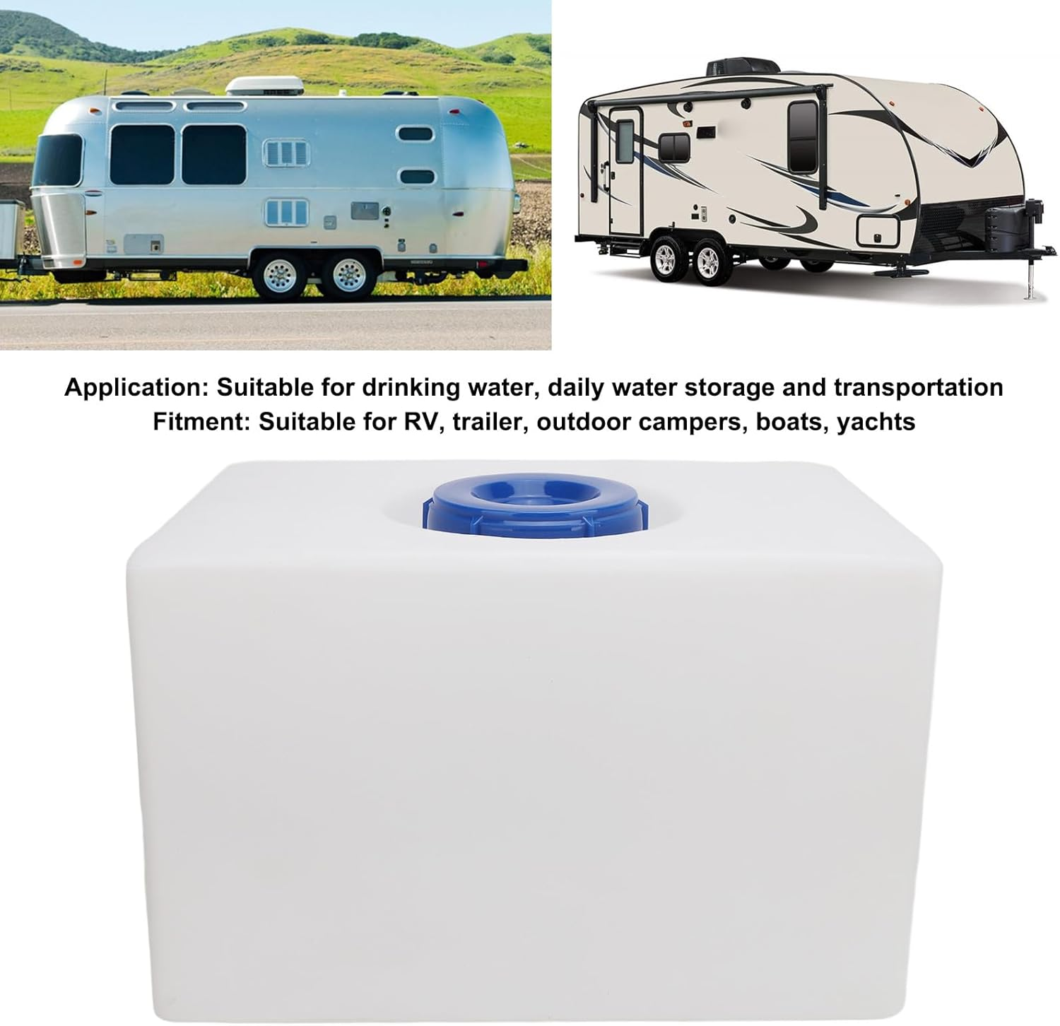 16 Gallons RV Fresh Water Tank for Drinking and Potable Water, for Campers, Trailers, and Rvs, with 130Mm Large Inlet, 21.3 X 13.6 X 13.6In image number 1