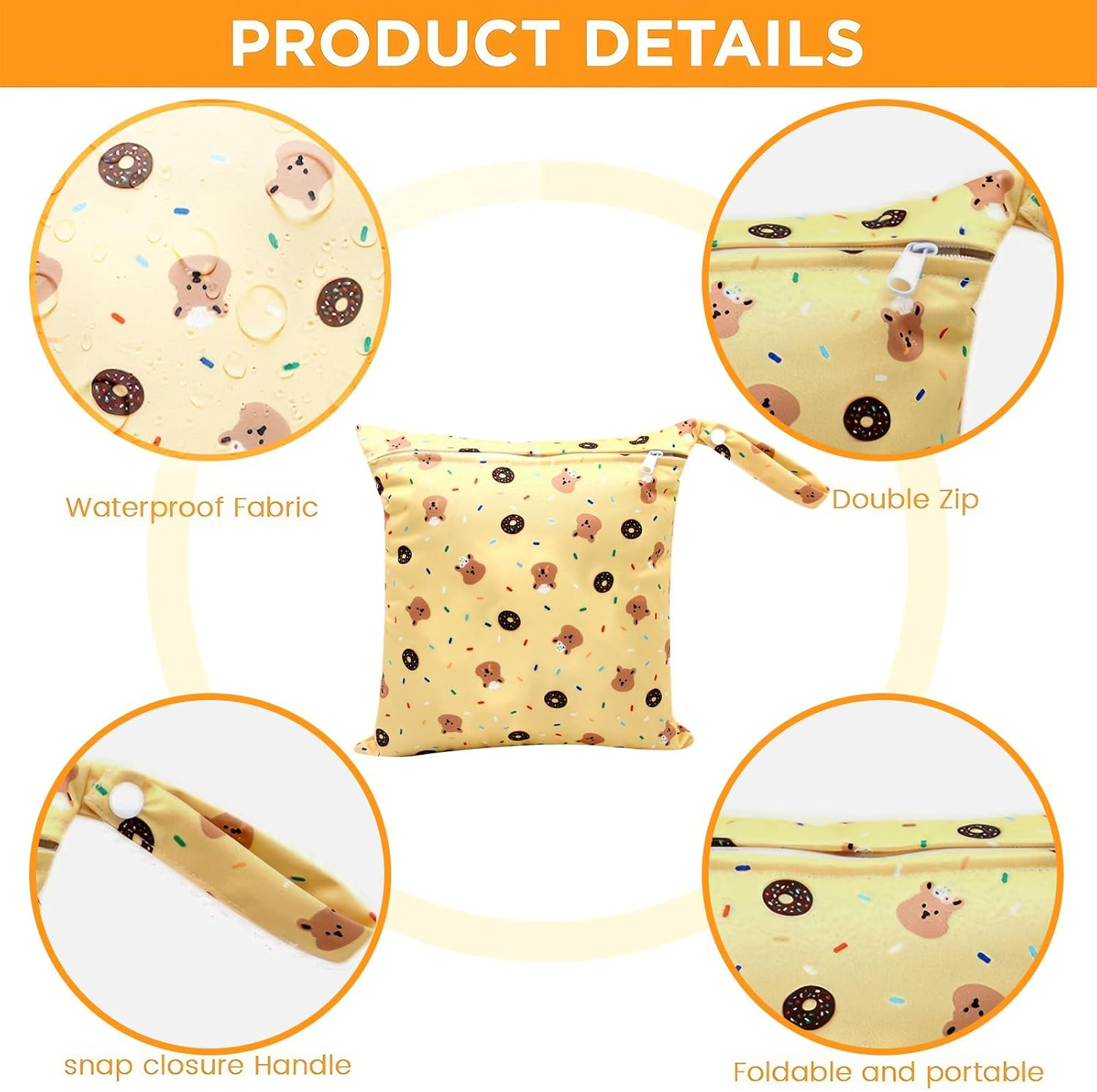 1 X Reusable Waterproof Wetbag for Nursery, Changing Bag, Wet Bag, Nappy Bag with Zip, Wet Bag, Nappy Bag, Dry Bag for Travel, on the Go Wetbag, Swimming Equipment, Multicoloured image number 1