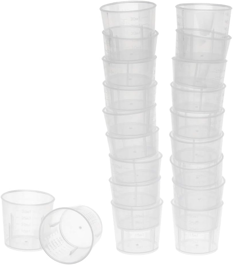 20Pieces 30Ml Clear Graduated Beaker Measuring Cup Kitchen Lab Tool image number 5