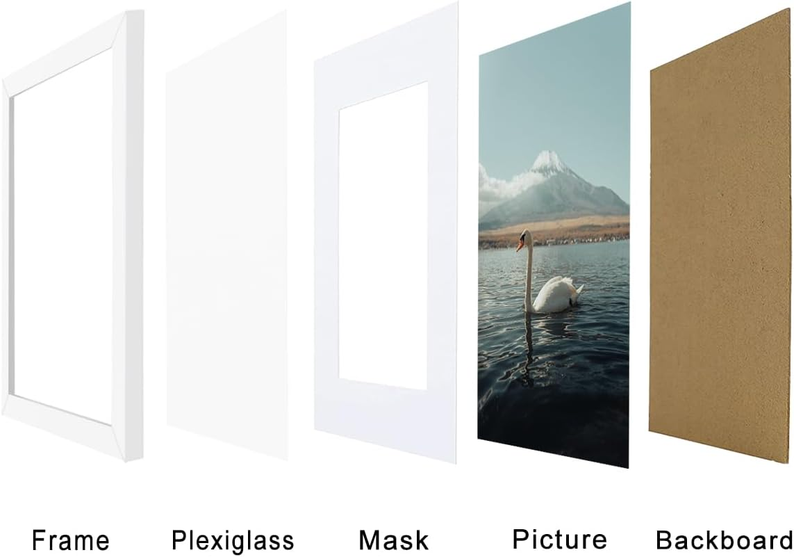 RUN HELIX A3 White Picture Frame Set of 2, 29.7X42 Cm, Wooden Frame with Plexiglass, Wall Mount, Collage Frame