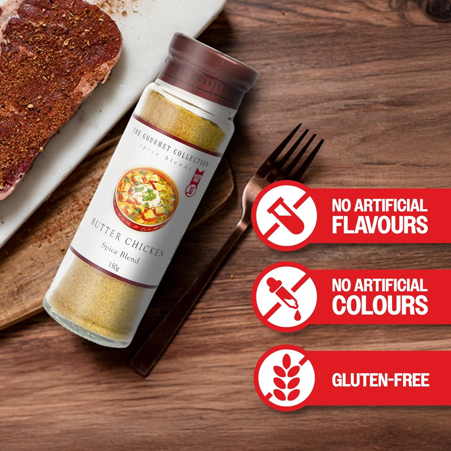 The Gourmet Collection Butter Chicken Spice Blend, 150G &ndash; Gourmet Seasoning for Butter Chicken, Flavoured Spice Mix, Gluten Free, No Artificial Flavours or Colours, Cooking Spices image number 1