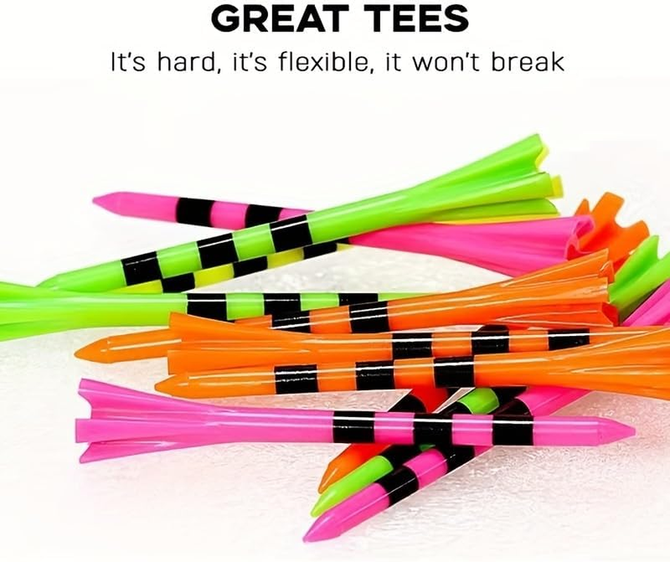 SWINGTEK 120 Pack Plastic Golf Tees,Contain 100 Pcs 3-1/4 Inch Unbreakable Long Tees and 20 Short Tees,Mixed Color,Frictional Resistance Reduction image number 4