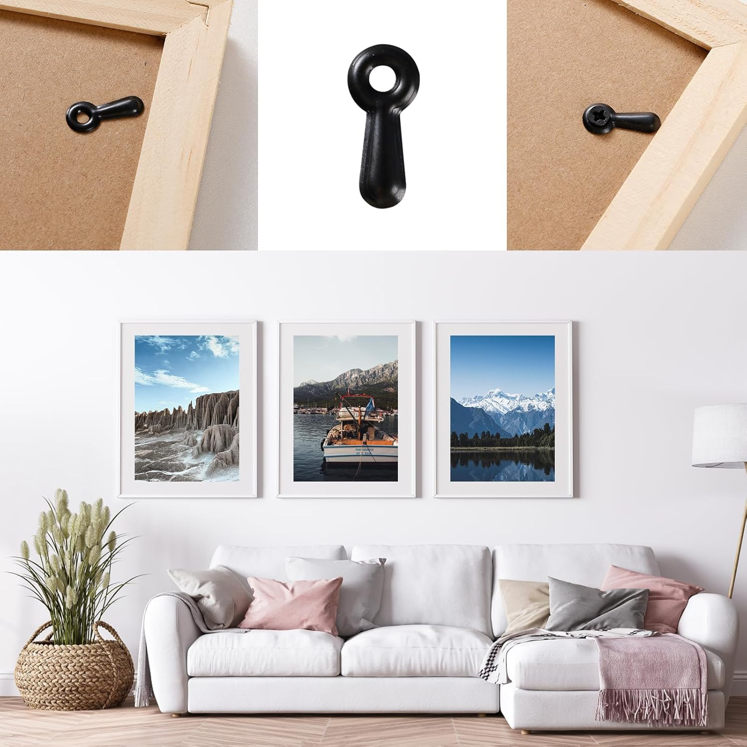 200 Sets Picture Frame Turn Button Fasteners Black Metal Picture Frame Hardware Backing Clips Picture Framing Supplies with 200 Screws for Hanging Pictures, Craft, Photos image number 4