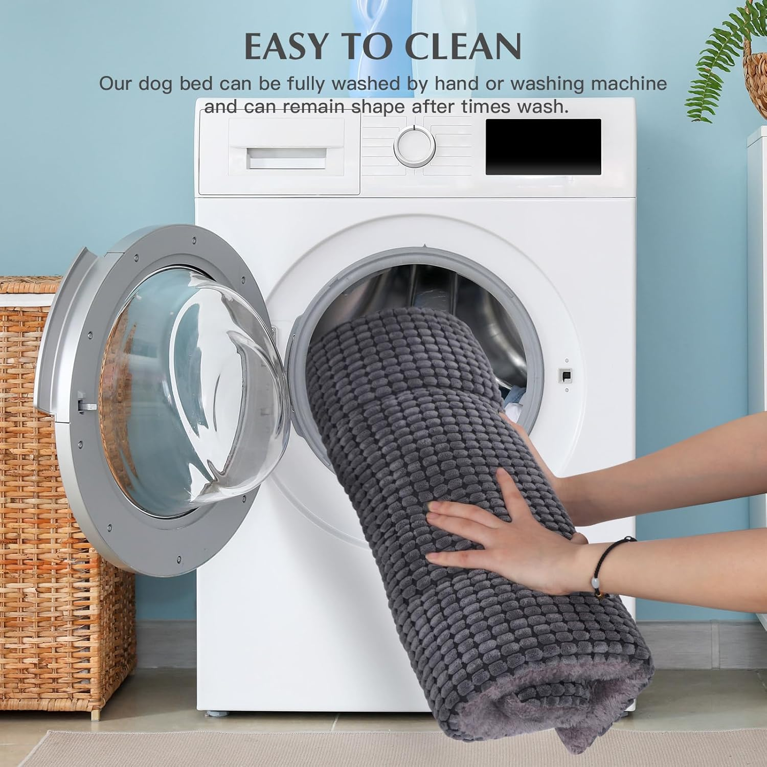 BVAGSS Dog Bed Mat,Reversible Dog Crate Pad, Memory Foam Dog Beds, Soft Warm Pet Cushion for Small Medium Dogs, Washable Pet Sleeping Mattress Kennel Bed Pad XH079 (76X50X4 Cm,Light Grey) image number 2