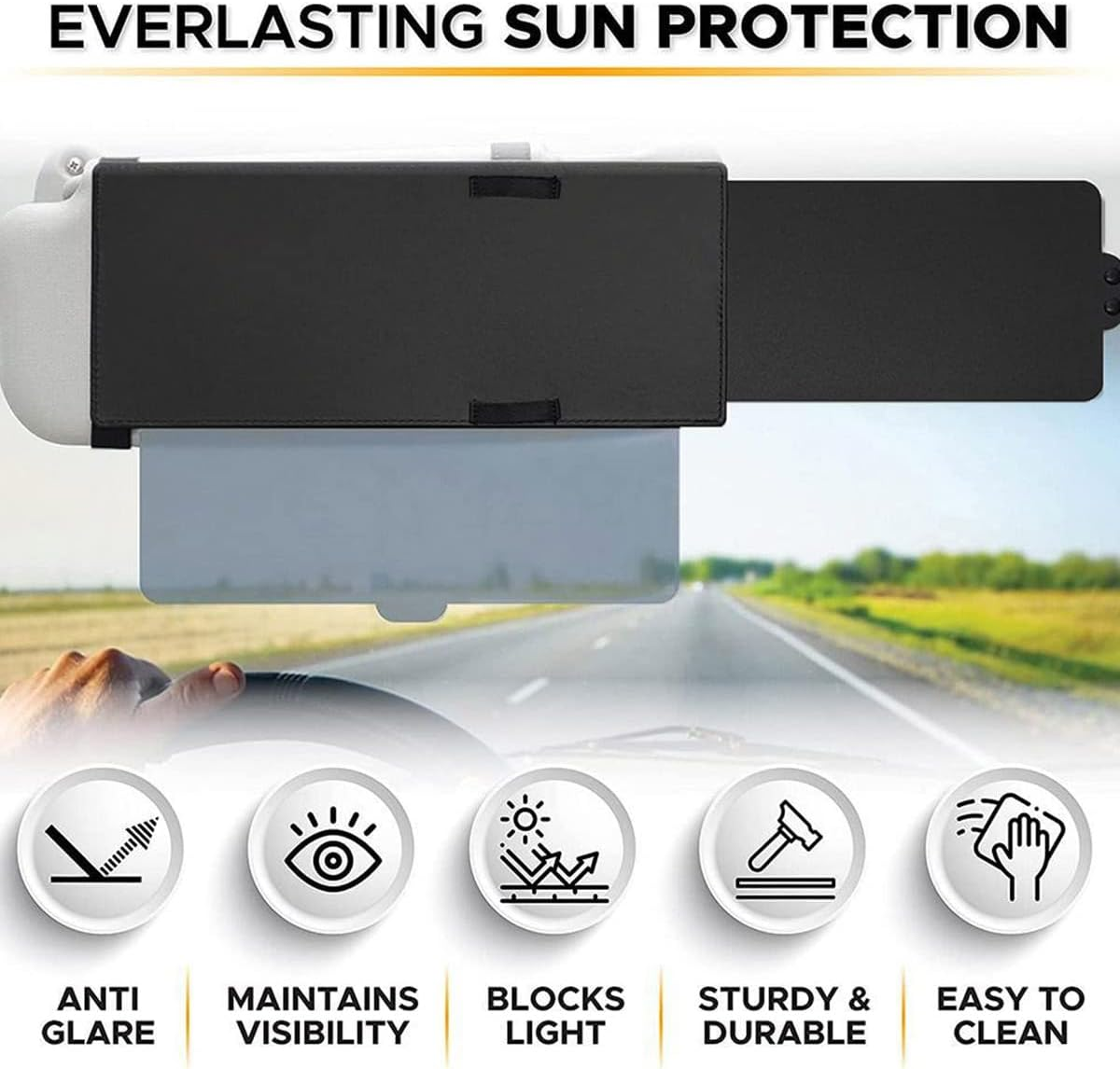 Car Visor Extender Anti-Glare Adjustable Car Sunshade Extender Universal Anti-Impact Car Sun Visor Extension Car Interior Accessories for Most Automobile SUV Truck Car Visor Extender Anti-Glare image number 3
