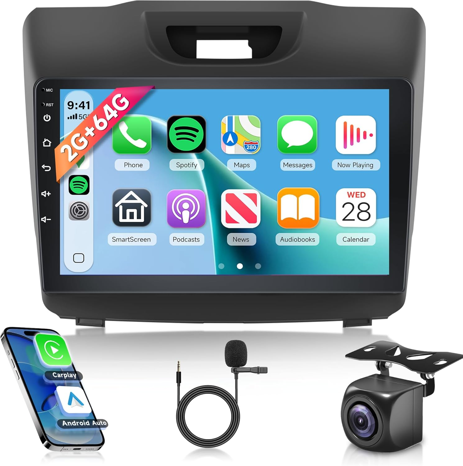 2G 64G for Isuzu DMAX and Chevrolet Trailblazer Holden S10 Colorado 2015-2018 Android Car Stereo Radio, 9 Inch Touch Screen Carplay Android Auto Mirror Link GPS Wifi Bluetooth FM/RDS Backup Camera image number 4