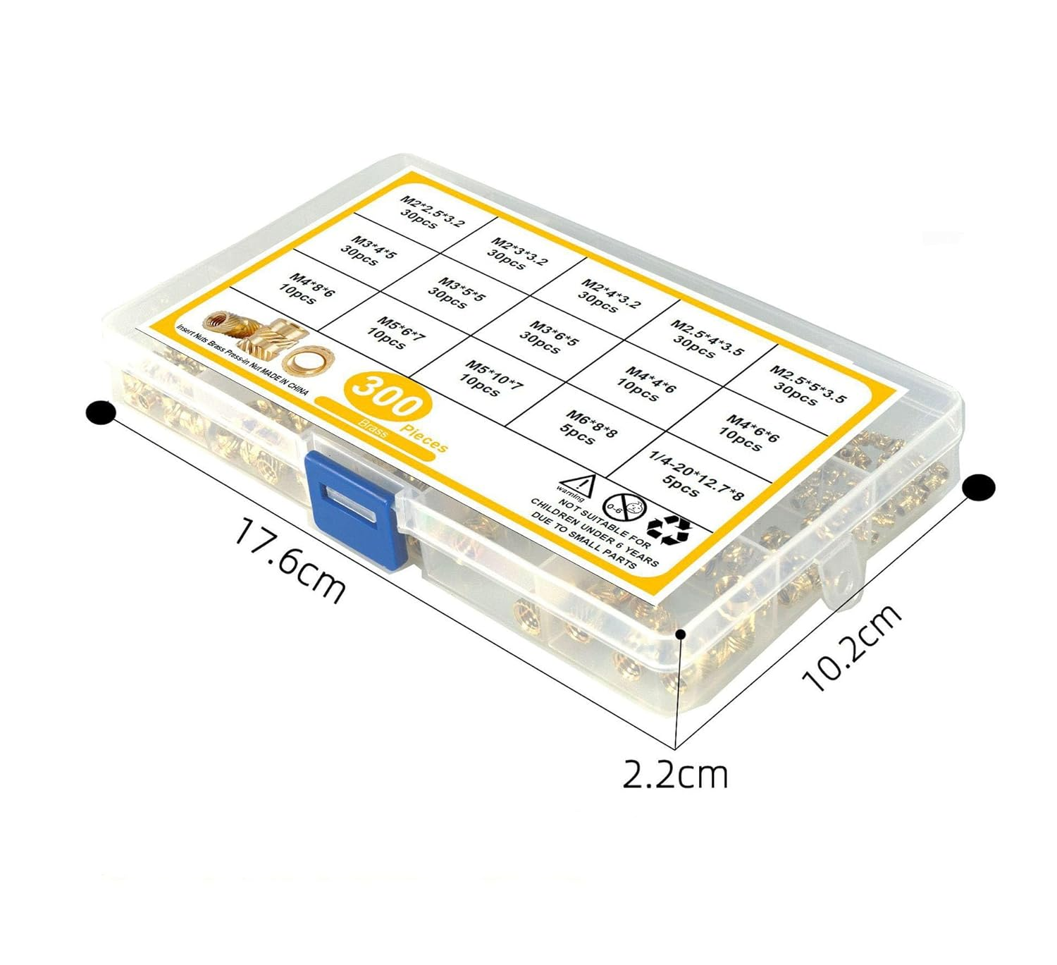 Threaded Inserts M2 M2.5 M3 M4 M5 M6 Female Thread Knurled Nuts Brass Insert for Plastic 3D Printing Components, Injection Molding, Hydraulic Welded Joint 300Pcs. image number 5