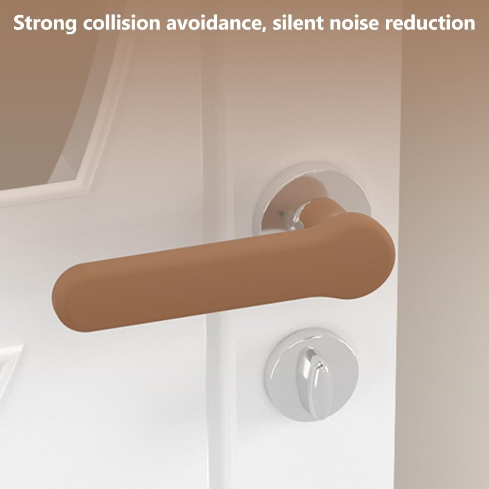 MOTRAIN 2PCS Silicone Door Handle Covers for Flat Square Door Levers, Anti-Slip, Anti-Static and Shock-Absorbing Door Knob Protectors for Child Safety and Collision Prevention, Easy Installation, Coffee image number 6