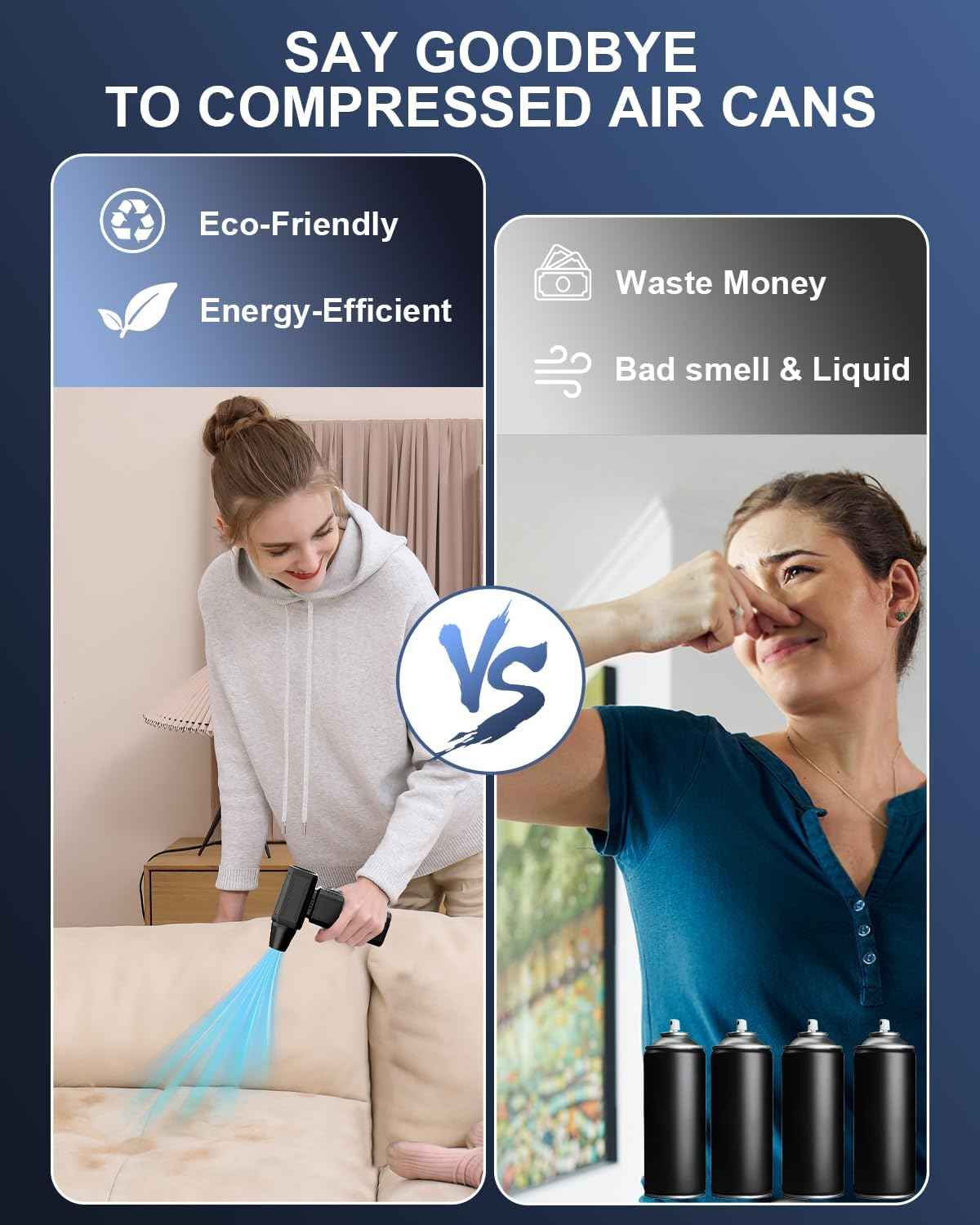 Compressed Air Duster, Super Powerful 180000 RPM Electric Air Duster Turbo Fan Stepless Speed Adjustable Powerful Blower High Speed Duct Fan-Air Broom for Home Outdoor Dust Rain Snow Car Dry Keyboards image number 5