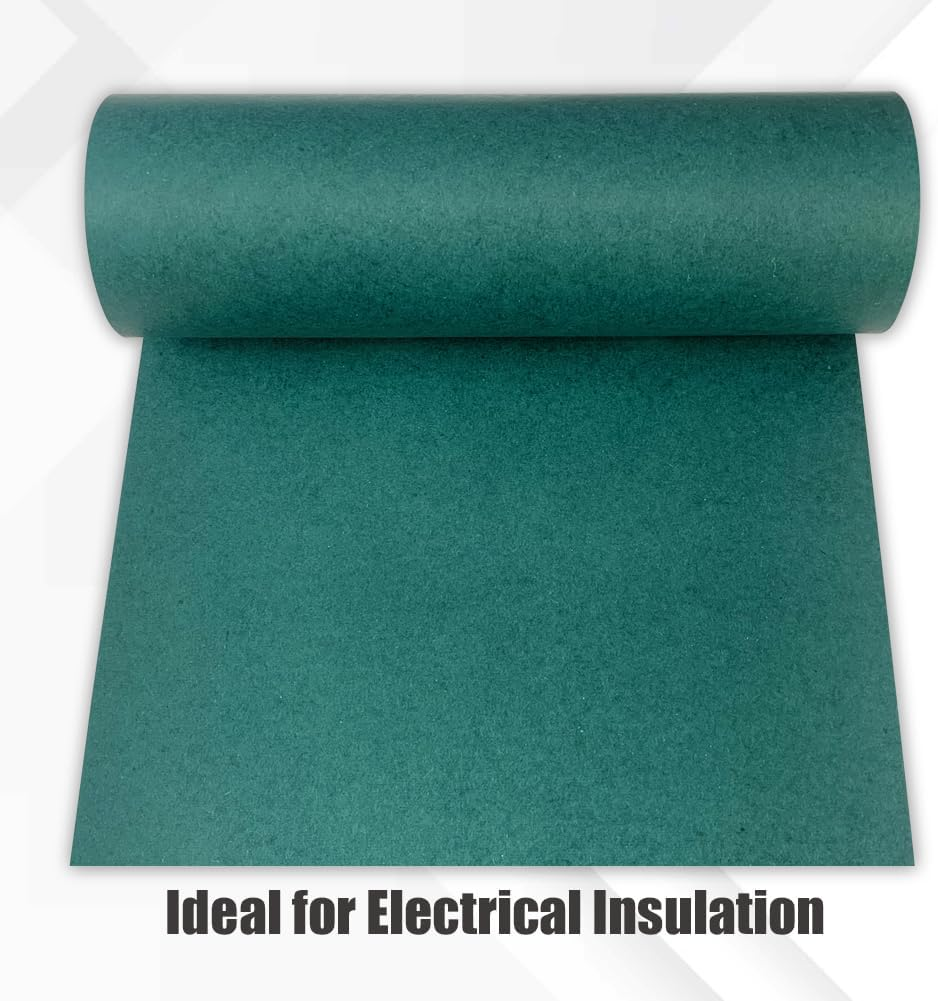Electrical Insulating Fish Paper 200Mm(7.9In) Width, 5M(16.4Ft) Length, 0.2Mm Thickness, Green Insulator Gasket for Electrical Protection, Wear & Tear Resistant image number 1