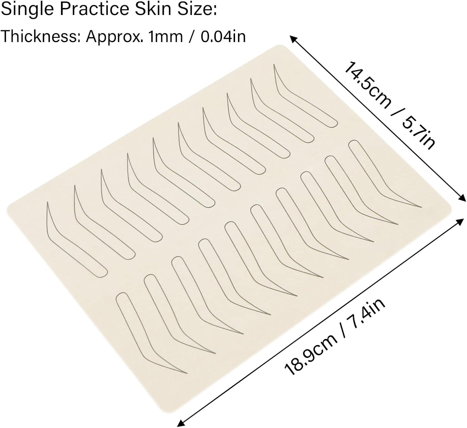 1Mm Single Side Pattern Black Inkless Microblading Supplies, 10 PCS Microblading Practice Skin Silicon for Eyebrow Microblading Supplies Machine Parts 1Mm Single image number 4