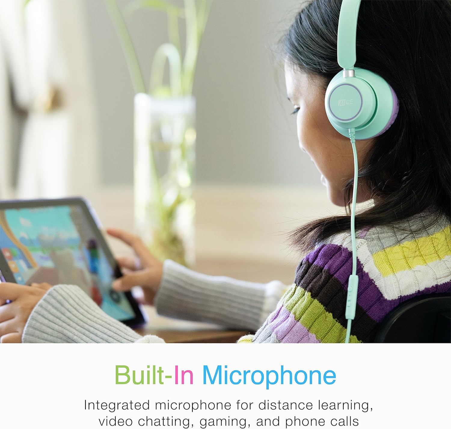 MEE Audio Kidjamz KJ45 Children&rsquo;S Safe Listening Headphones with Volume Limiter & Microphone, Adjustable On-Ear Kids Headset Wired W/3.5Mm Jack for Online Learning/School/Travel/Tablet (Mint/Lavender) image number 2