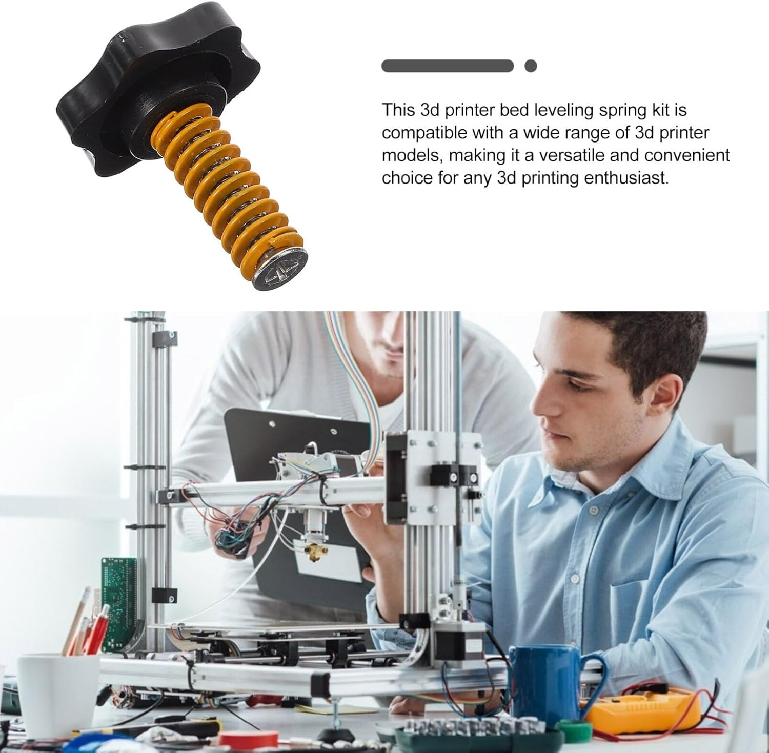 Iplusmile 4Pcs Hand Twist Leveling Nut Hot Bed Spring Kit, M5 X 40MM Screw Leveling Accessories for Most 3D Printer Hot Bed/Platform image number 3