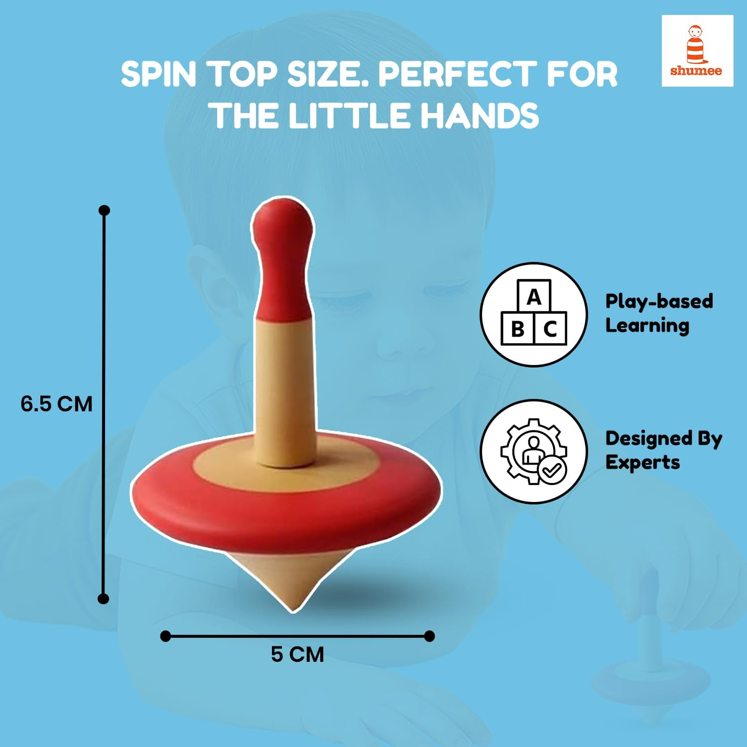 Shumee Wooden Spin Tops (3 Years+) - Curiosity & Fine Motor Skills (3 Pieces) image number 1