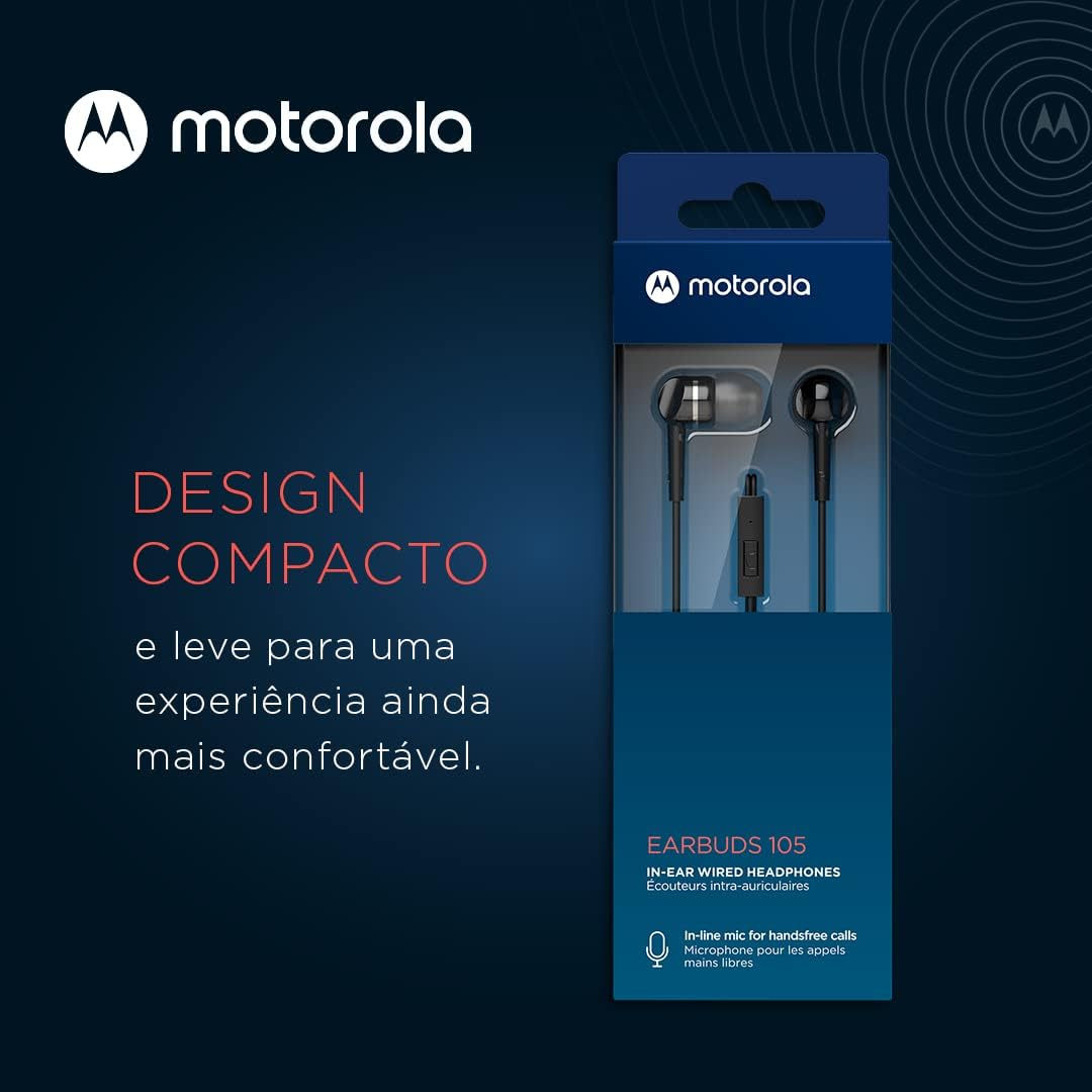 Motorola Earbuds 105 Earphone, anti Noise with Mic - Black image number 3