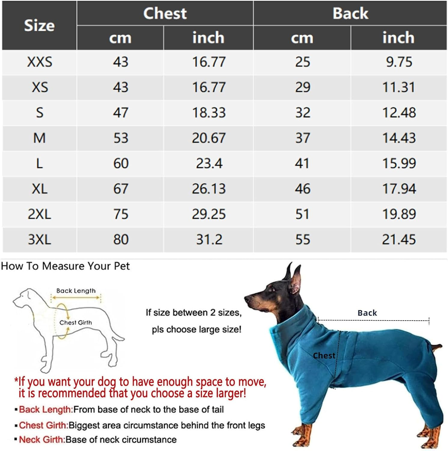Dog Fleece Jacket - Warm Full Body Cozy Windproof High-Neck Winter Coat with Zipper for Small Dogs in Cold Weather S