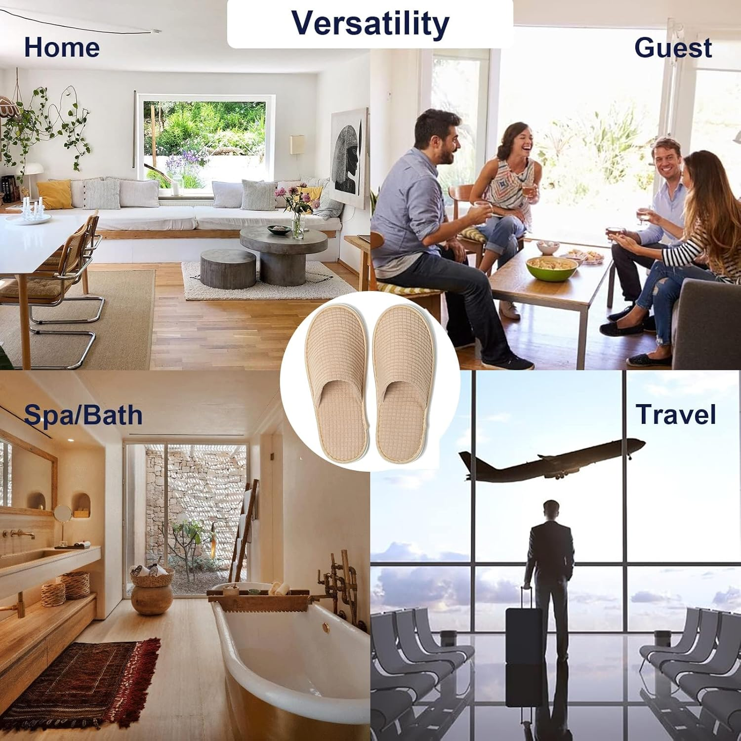 12 Pairs Disposable SPA Slippers for Guests, Soft Hotel Slippers Polar Fleece, Washable Reusable House Slippers Unisex,For Wedding Party Bedroom Travel image number 3