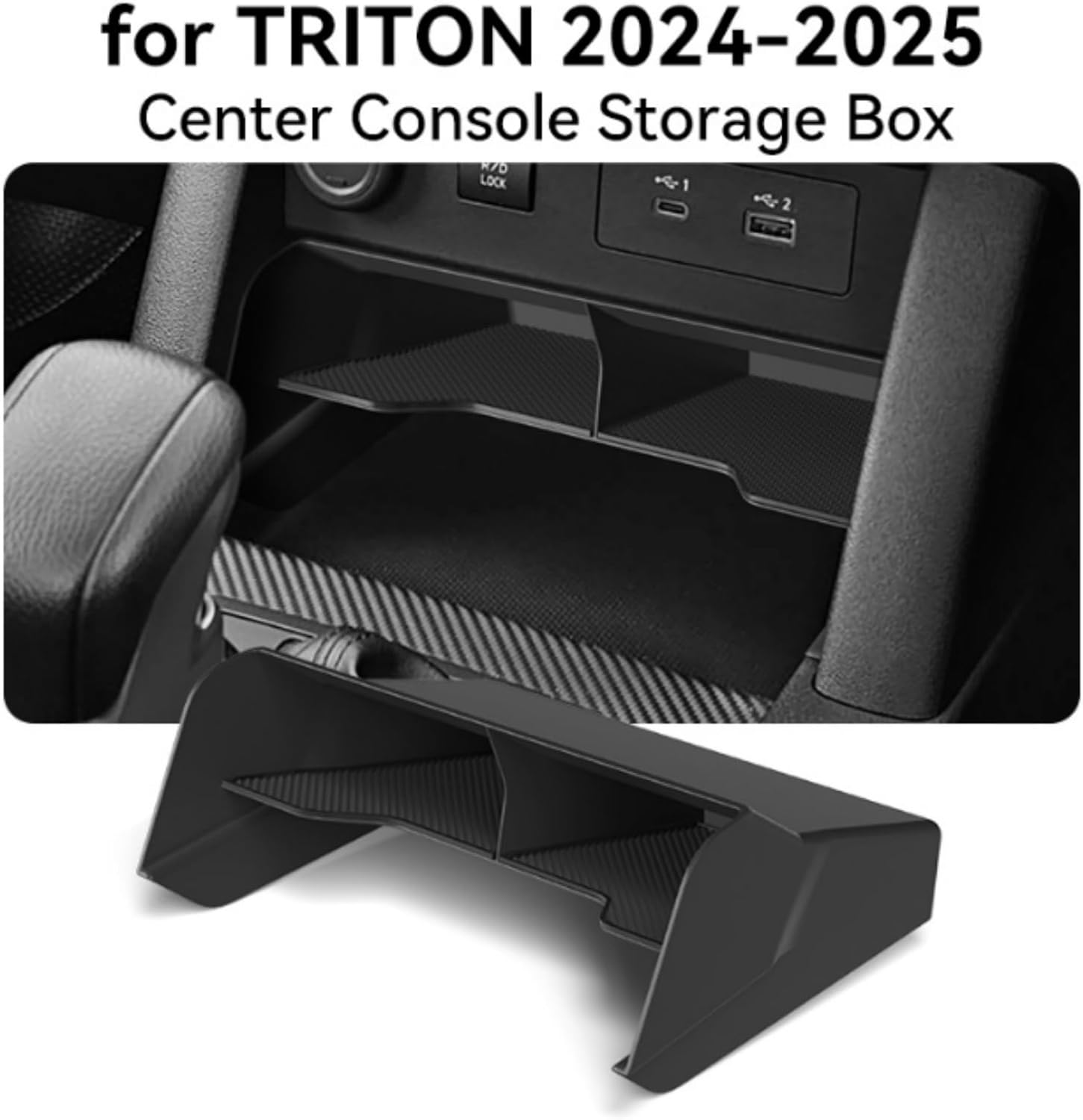 KUGONTC ABS Plastic Center Console Privacy Organizer Compatible with Mitsubishi L200/Triton 2024 2025 Armrest Box Hidden Storage Tray Accessories image number 3