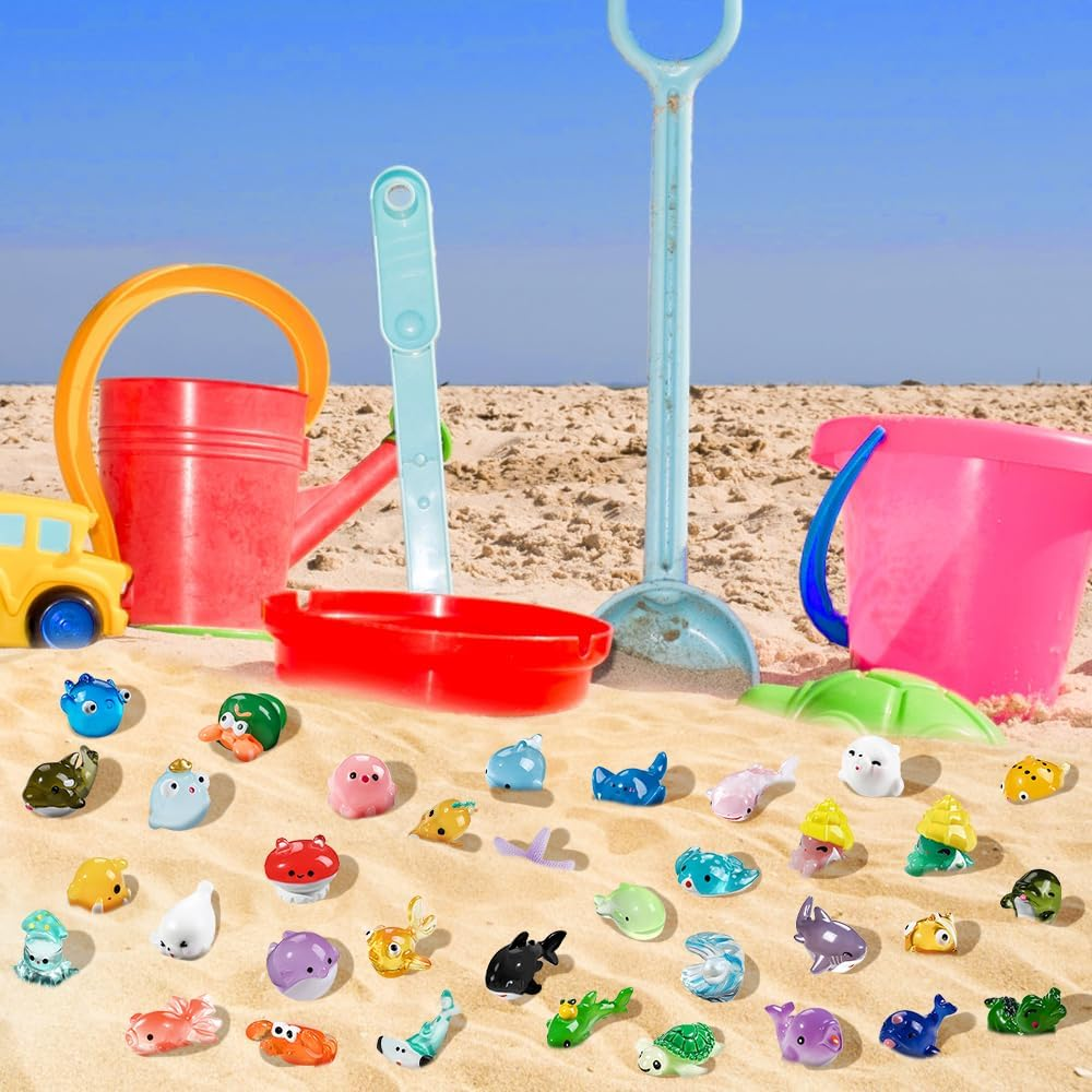 DIYDEC 36Pcs Mini Ocean Resin Animals Tiny Sea Animals Figurines Marine Miniature Plastic Animals Aquarium Ornaments Decorations for DIY Fish Tank Potted Micro Fairy Garden Dollhouse image number 3