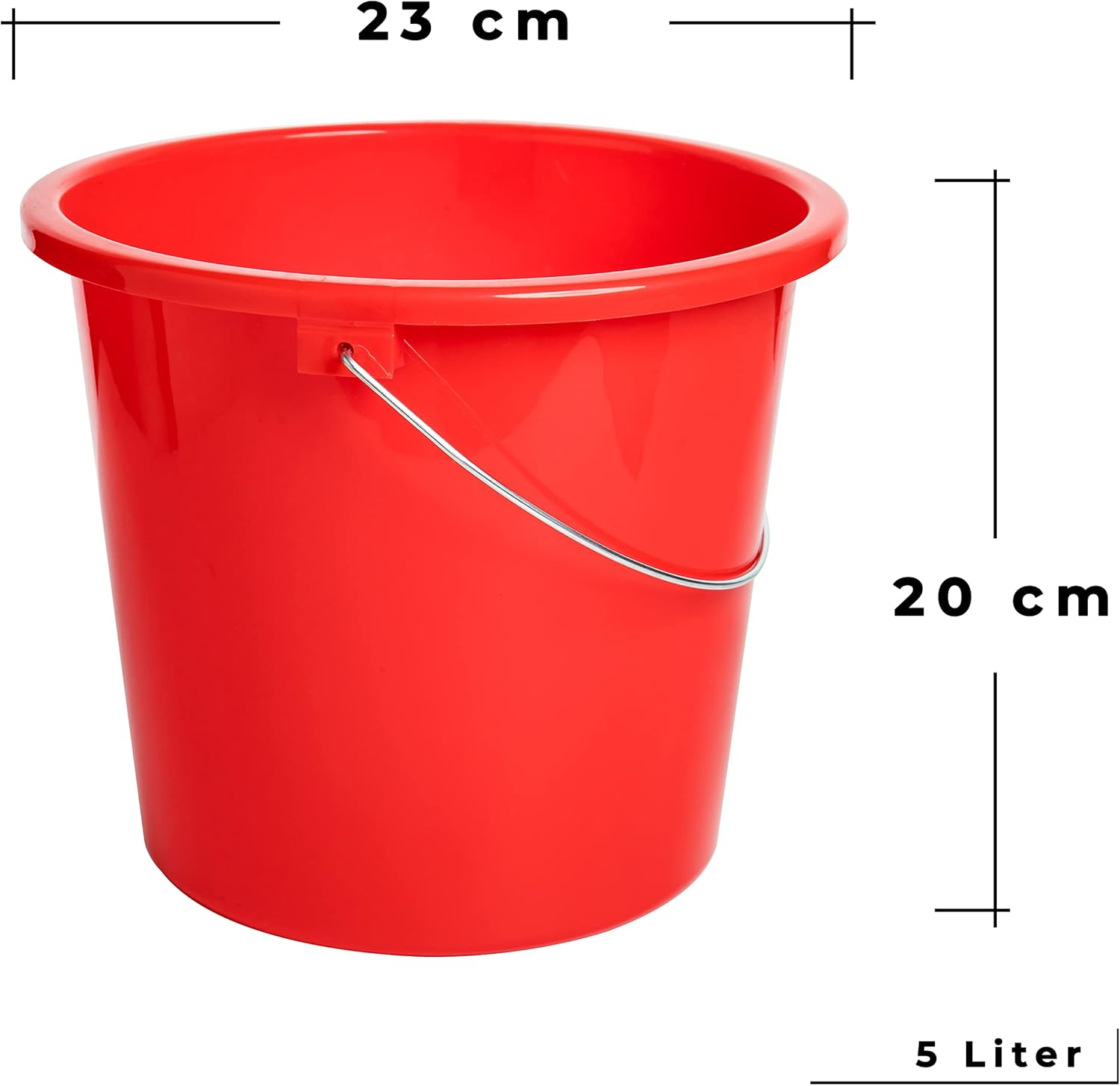 Sustania Set of 3 Cleaning Buckets 5 L with Measuring Scale &ndash; Household Bucket Made of Plastic in Blue, Red and Dark Grey &ndash; Made in the EU, Food Safe image number 1