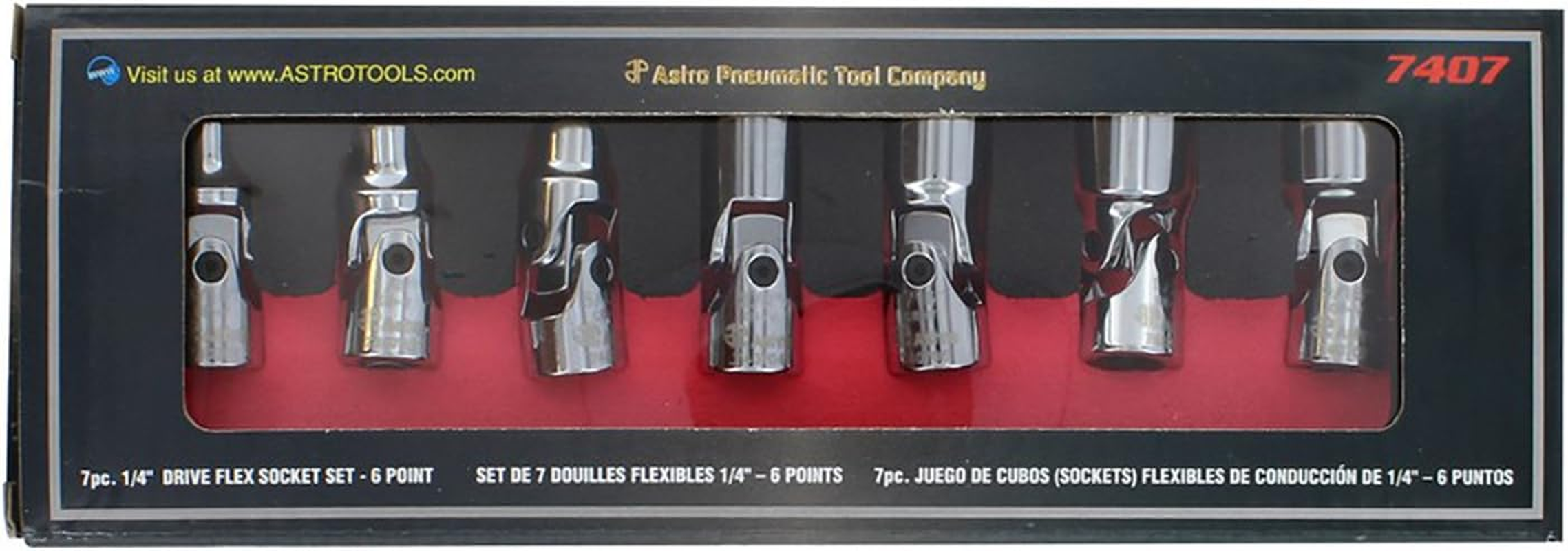 Astro 7407 1/4-Inch Drive Flex Socket Set, 6 Point - SAE, 7-Piece image number 1