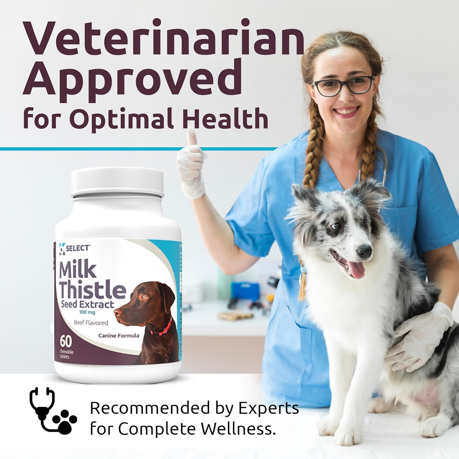 K9 Select Milk Thistle for Dogs, 100Mg - 60 Beef Flavored Tablets - Canine Liver Health Natural Milk Thistle Supplement image number 2