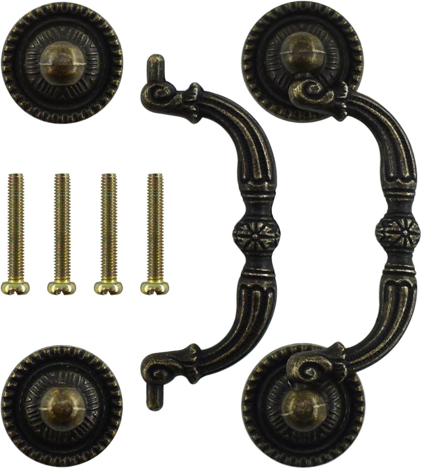 BDS-HOME 2Pack 3'' Hole Center Bronze Vintage Pulls Handles Antique Decorative Drawer Knobs Pulls for Cabinet Hardware, Dresser, Cupboard, Wardrobe image number 2