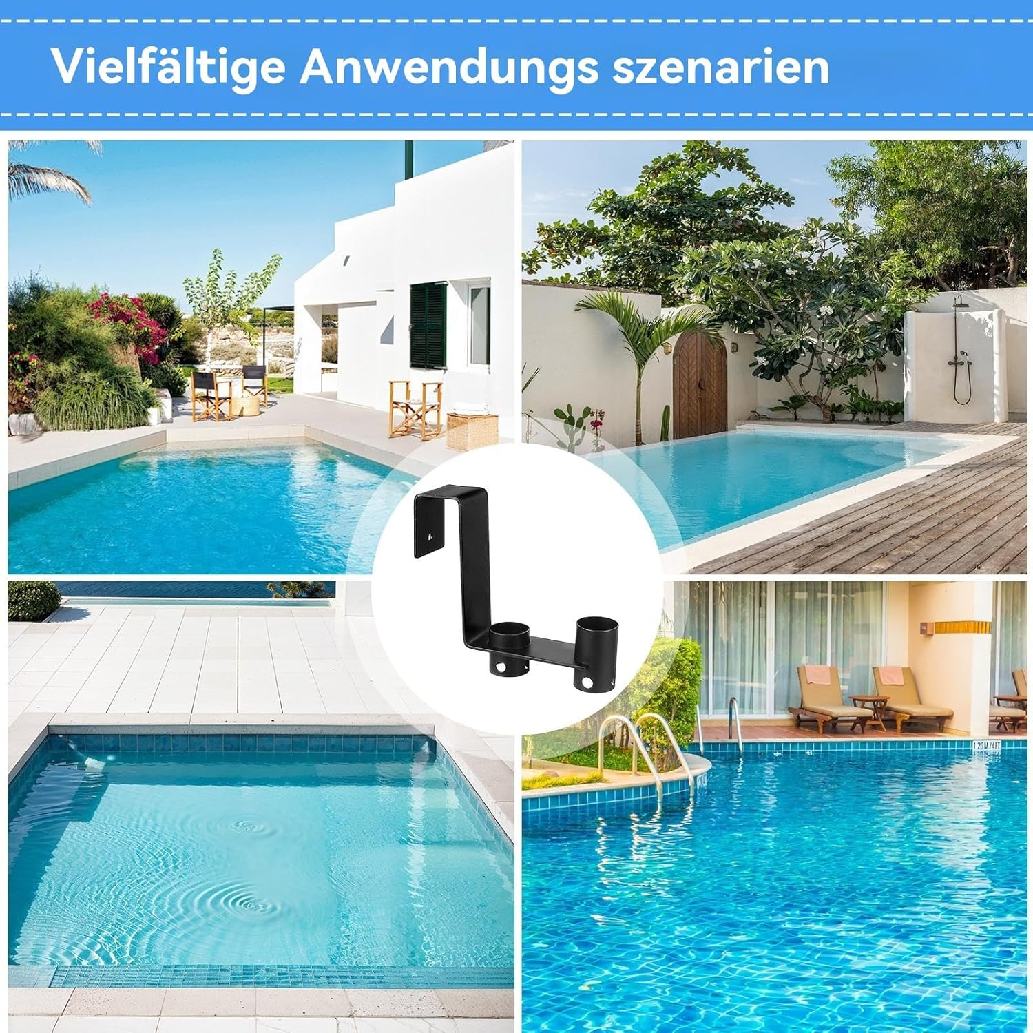 Wjnflqn Pool Pole Holder, Set of 2 Pool Fence Hangers, Rustproof and Weatherproof, Space-Saving Storage Solution for Garden and Outdoor Use image number 2