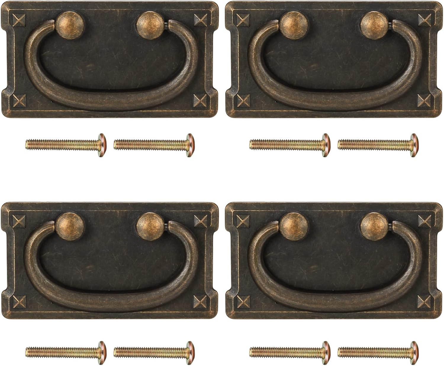 4 Pcs Drawer Pull Handles Knobs, Kitchen Cabinets Cupboard Pull Drop Knobs and Handles, Antique Furniture Door Pull Handles for Bedroom Wardrobe Dresser Drawer Cabinet Knobs Handles, 95X51Mm image number 1