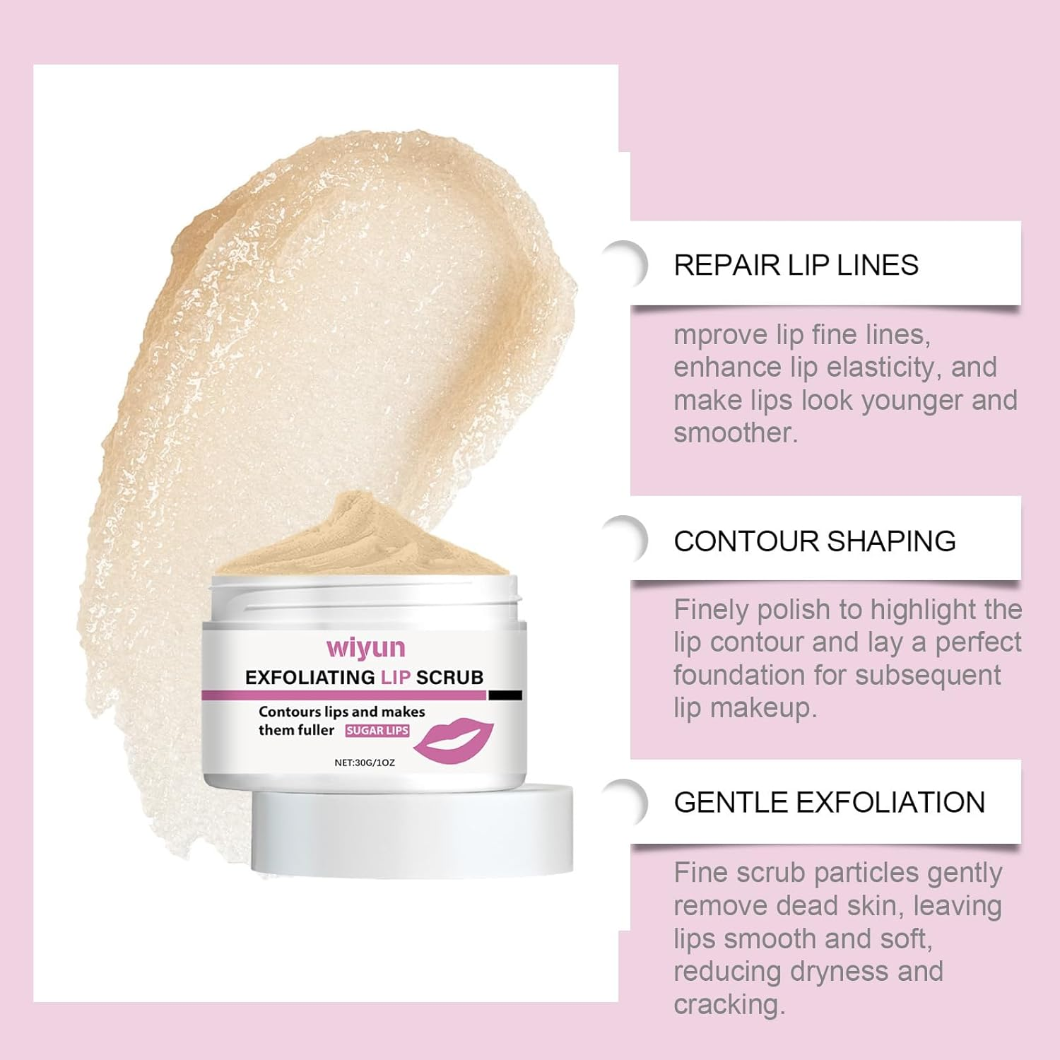 Exfoliating Lip Scrub, Lip Contouring, Ingredients Formulated to Be Gentle and Provide a Lightweight Feel with a Smooth, Non-Tacky Texture That Protects Lips from External Environmental Damage image number 1