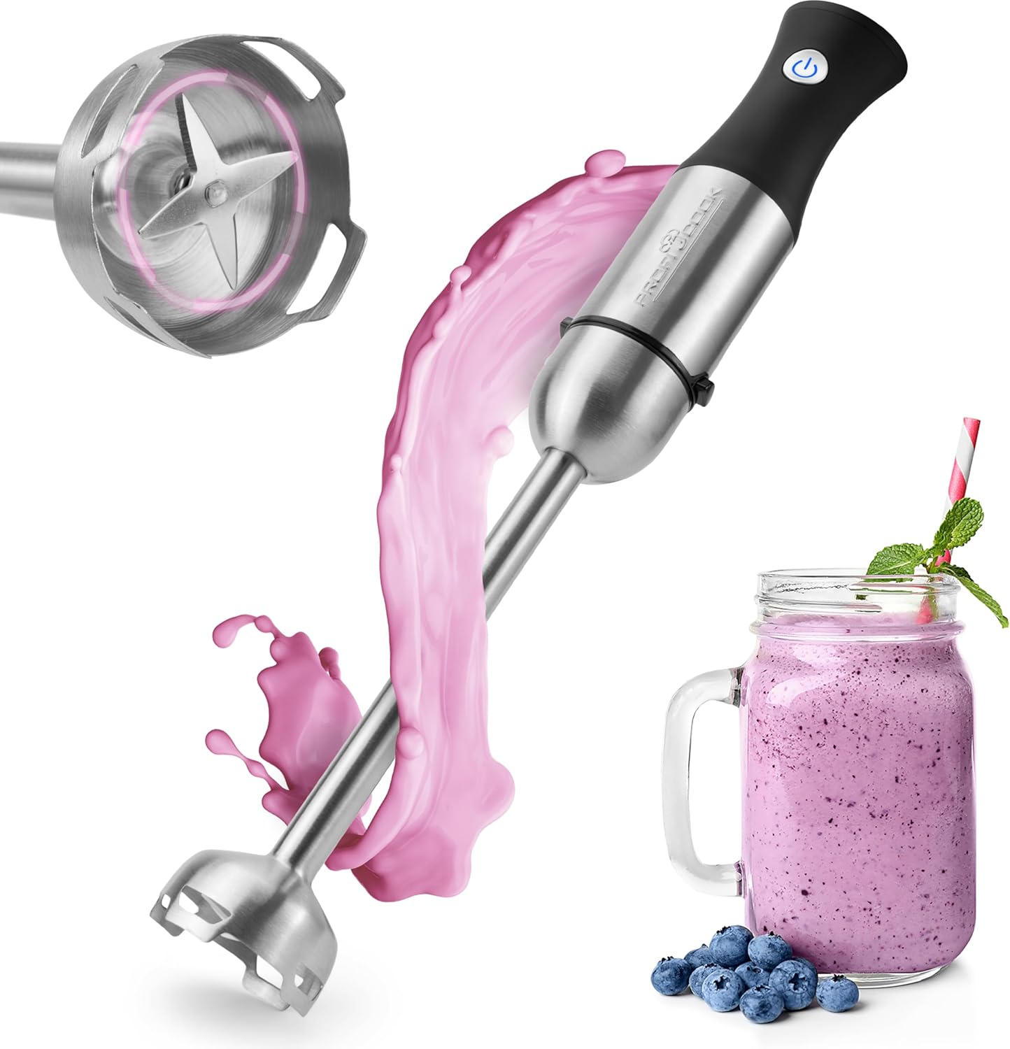 Proficook&reg; Hand Blender | Stainless Steel | 1000 Watt | Extra Long 27 Cm Rod | Speed Control | Ergonomic Soft Touch Handle | 4-Way Stainless Steel Knife | Removable Mixing Rod | PC-SM 1094 image number 3