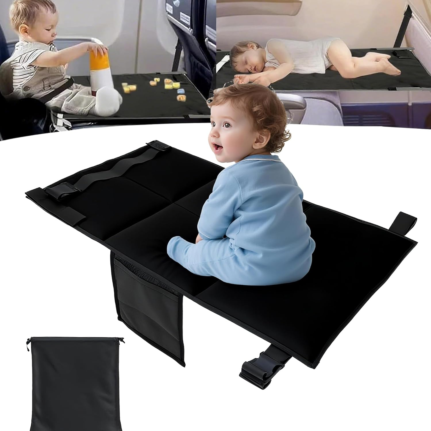 Toddler Airplane Bed, Kids Airplane Seat Extender Travel Bed, Kids Airplane Travel Essentials, Airplane Must Have for Toddlers, Portable Plane Bed Foot Rest for Flights image number 4