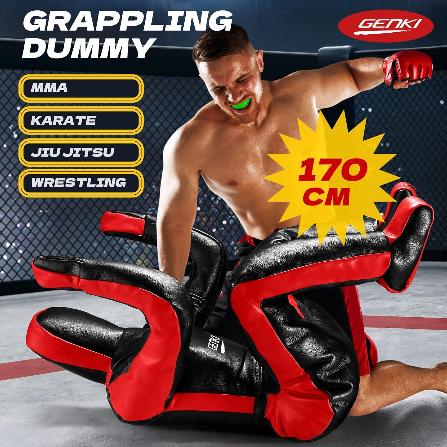 Genki 170Cm Judo Punching Bag,Grappling Dummy MMA Wrestling Jiu Jitsu Boxing Punching Unfilled Karate Kickboxing Practice Bag Kicking Training Mannequin image number 1