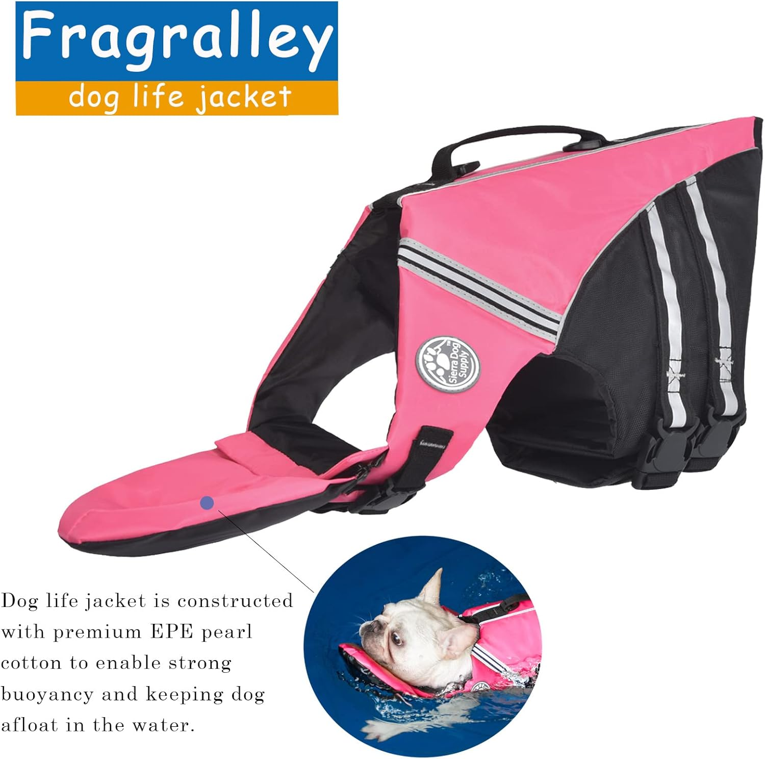 French Bulldog Life Jacket - Professional Dog Safety Vests for Swimming, Superior Buoyancy & Rescue Handle (Chest Girth: 17"-30" Weight: 17-28LB) image number 3