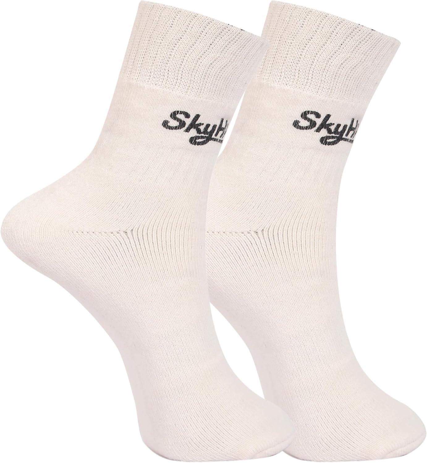 SKYHI Athletic Pure Cotton Cricket Sports Socks Double Cushion Free Size anti Blister Cricket Socks for Mens and Women